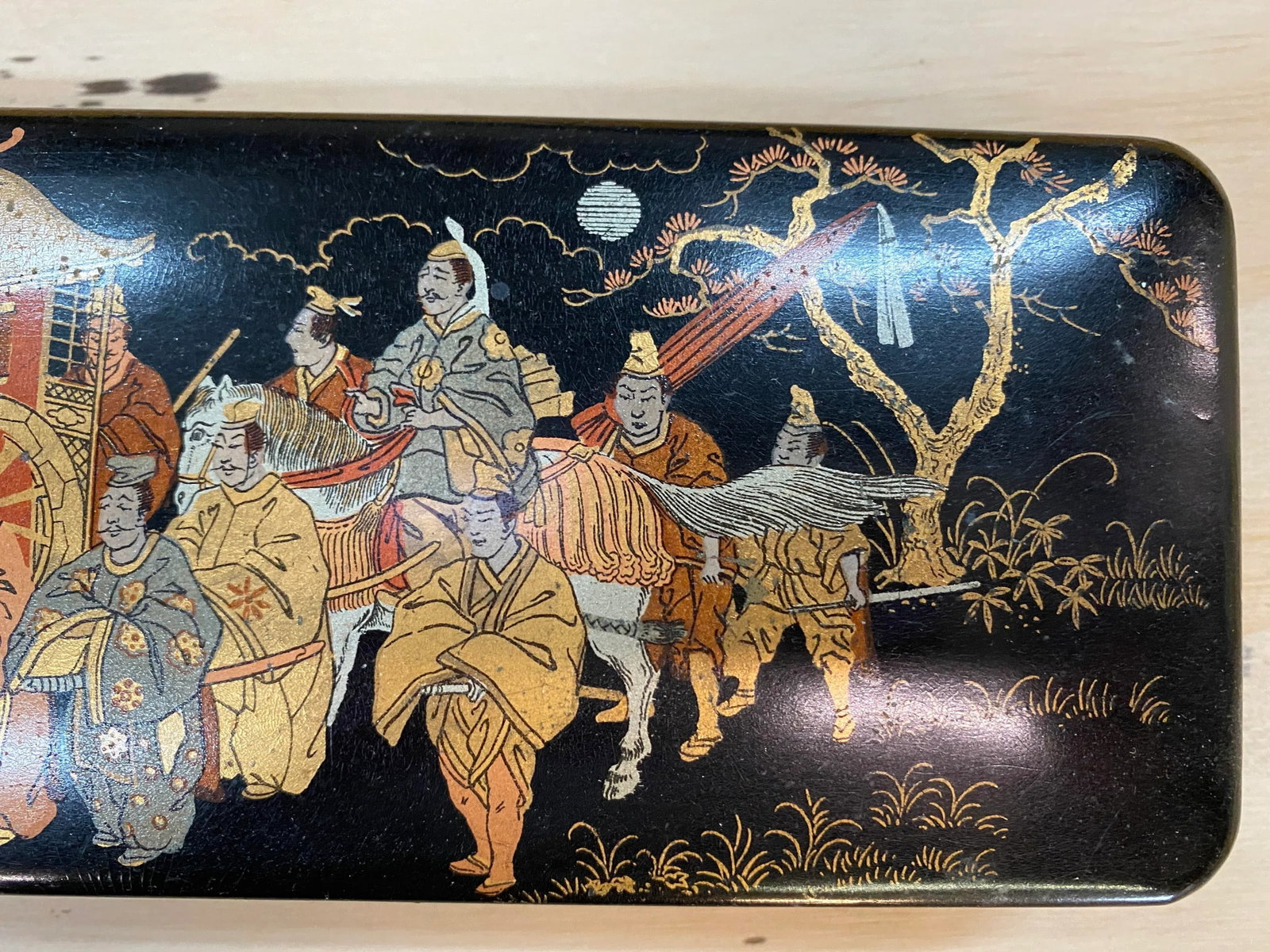 Vintage Japanese Black, Gold and Red Lacquer Document Fubako Box - 9