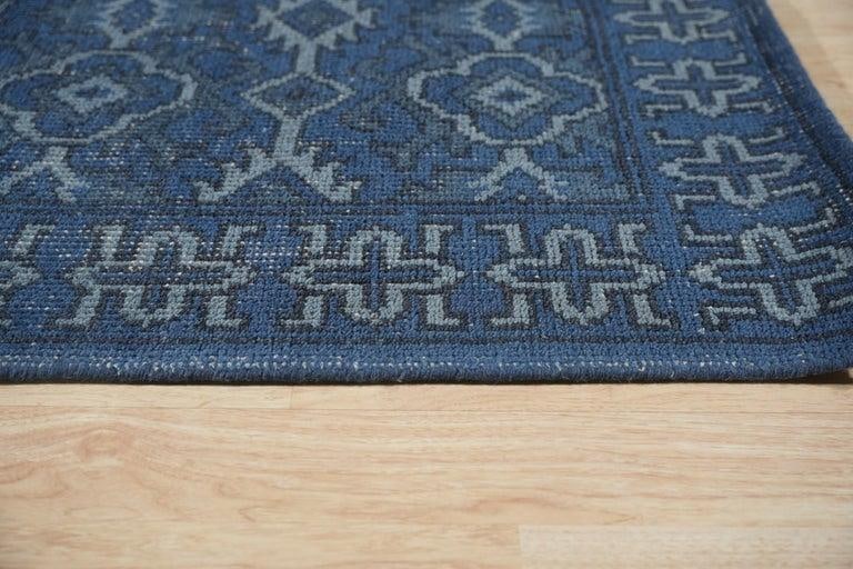 4x6 Blue Hand-Knotted Wool Azure Floral Medallion Classic Traditional Carpet Rug - 2