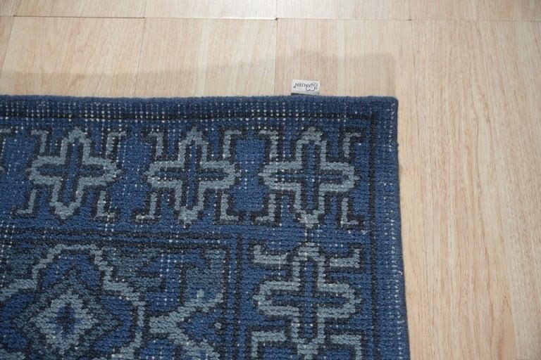 4x6 Blue Hand-Knotted Wool Azure Floral Medallion Classic Traditional Carpet Rug - 4