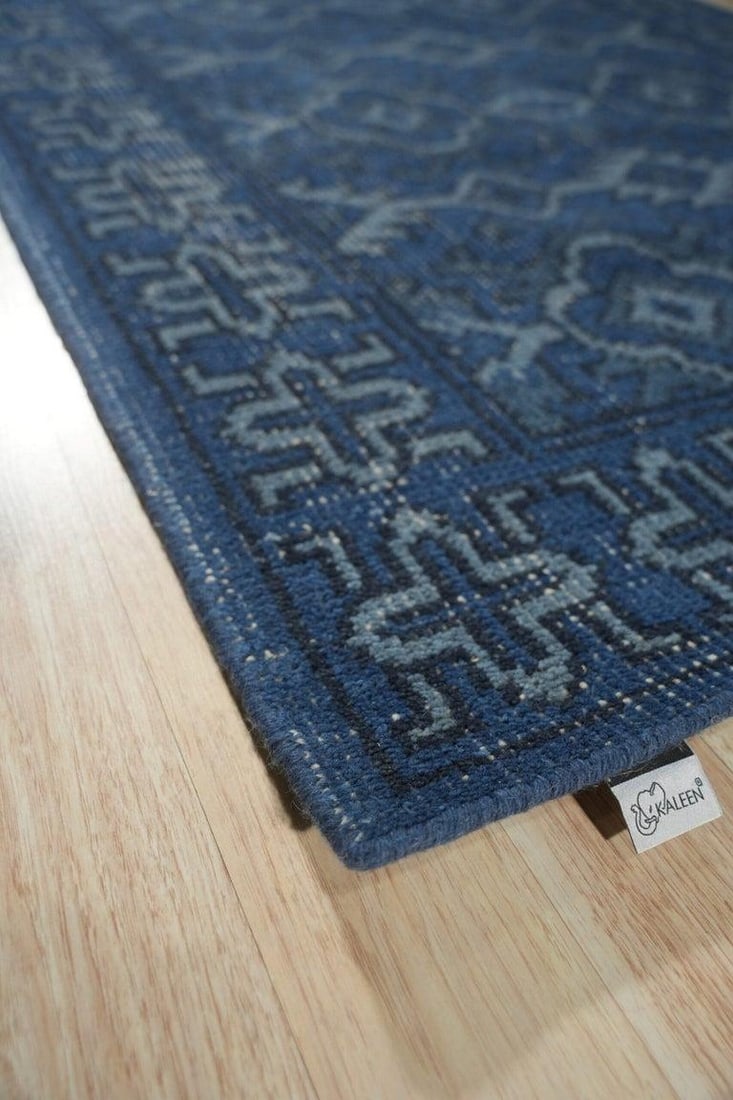 4x6 Blue Hand-Knotted Wool Azure Floral Medallion Classic Traditional Carpet Rug - 6