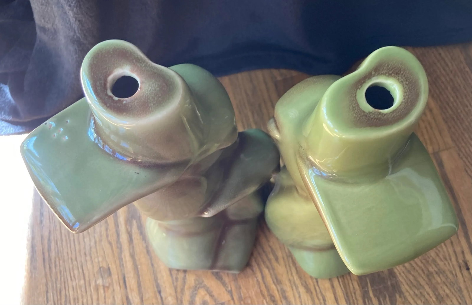 Mid-Century Modern Olive Green Ceramic Gazelle Antelope "Mom + Baby" Lamp Bases - a Pair - 5