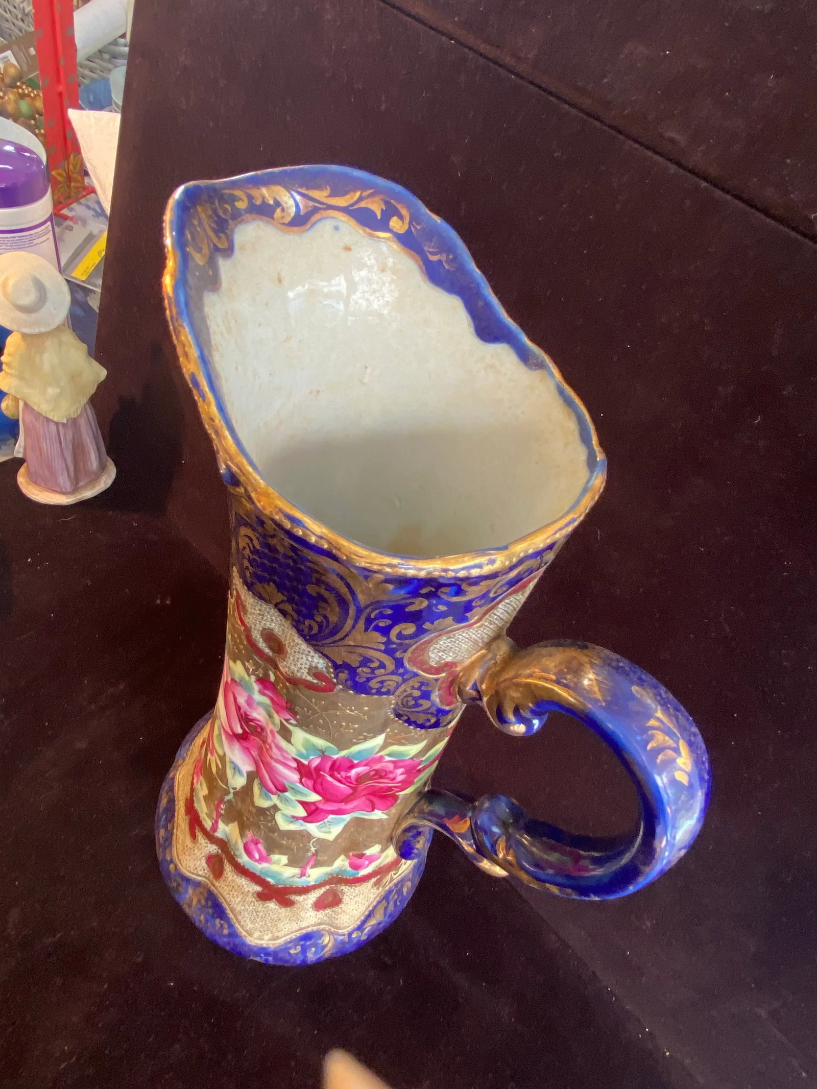 Late 19th Century Nippon Large Ewer Pitcher Cobalt Hand Painted - 3