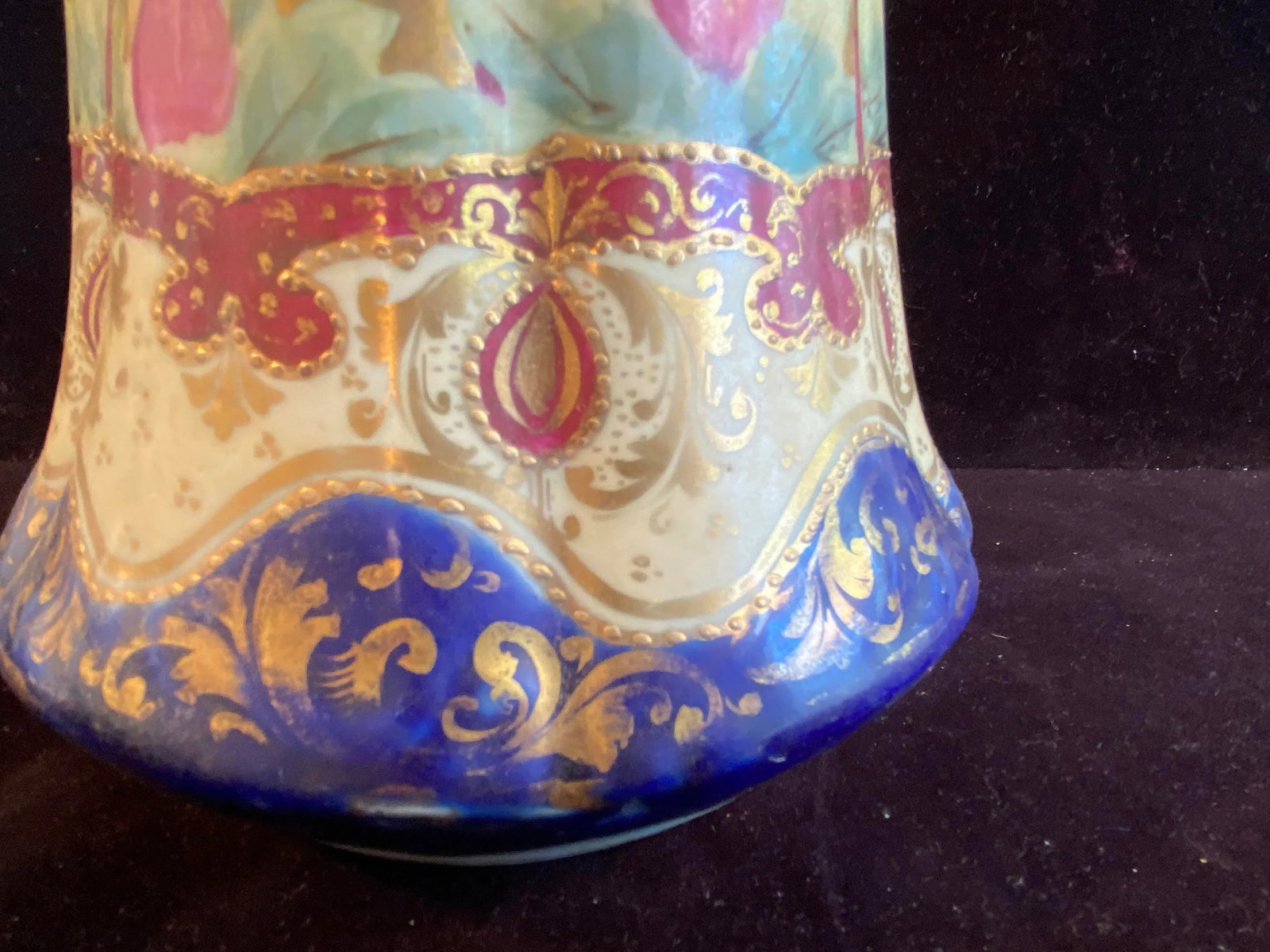 Late 19th Century Nippon Large Ewer Pitcher Cobalt Hand Painted - 5