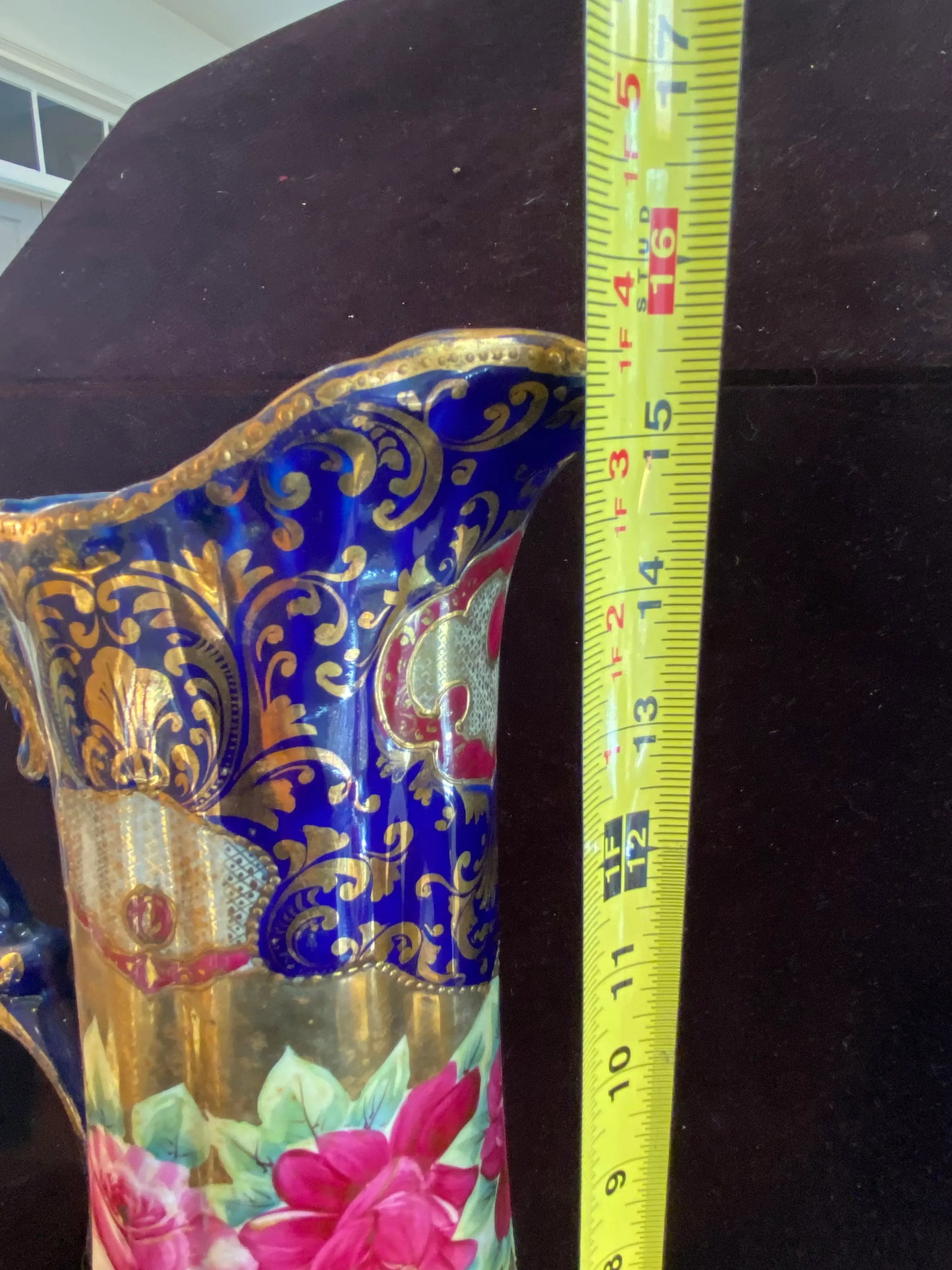Late 19th Century Nippon Large Ewer Pitcher Cobalt Hand Painted - 7