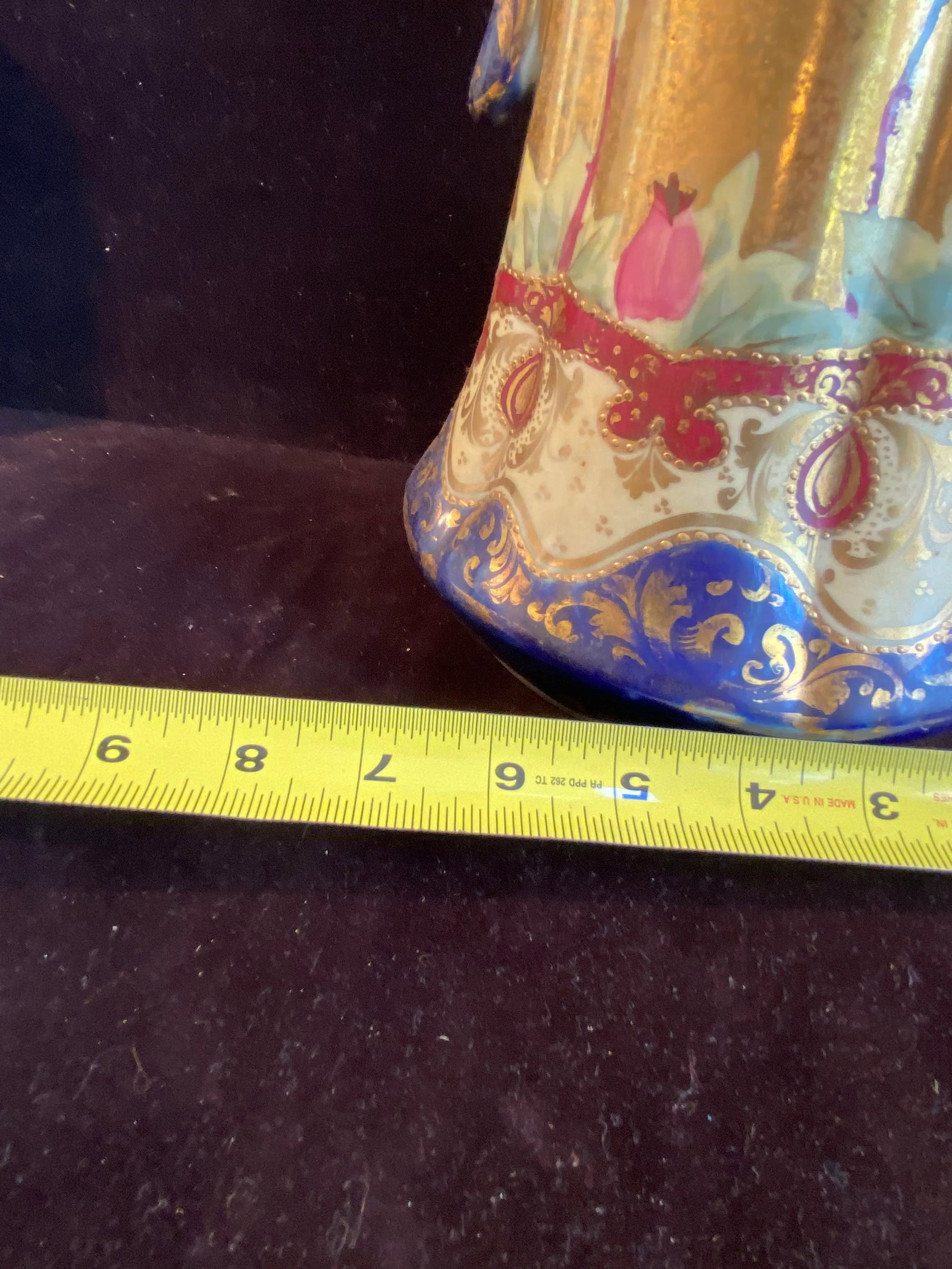Late 19th Century Nippon Large Ewer Pitcher Cobalt Hand Painted - 8