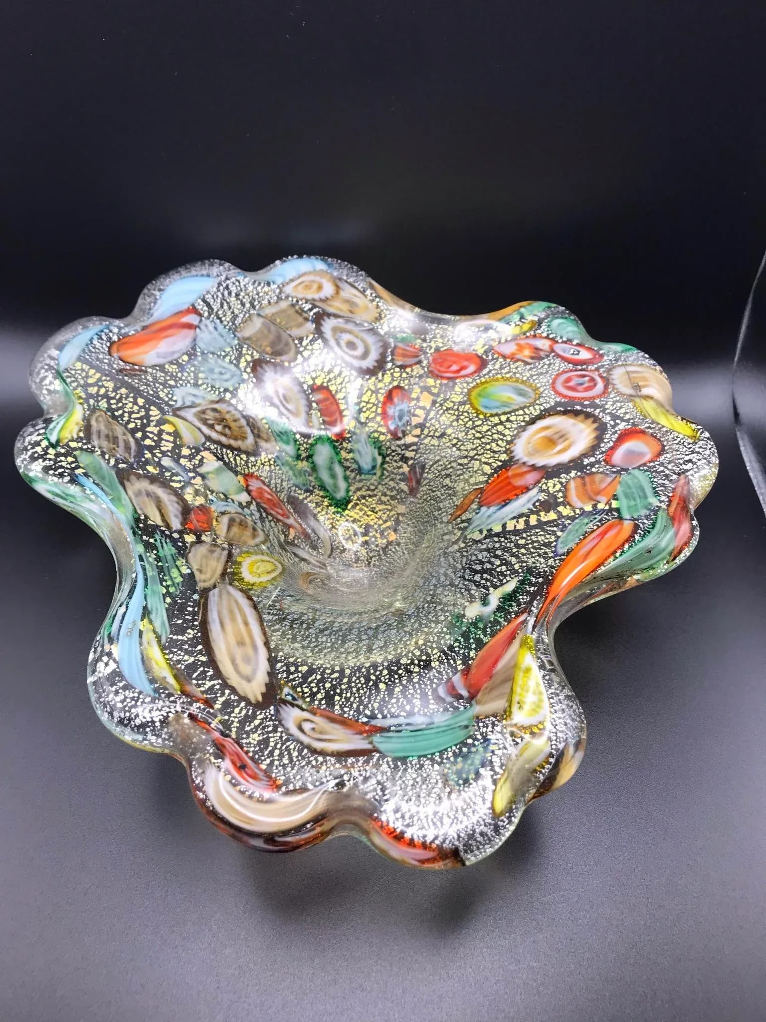 Mid 20th Century Vintage Murano Free Form Millefiori Glass Bowl - 2