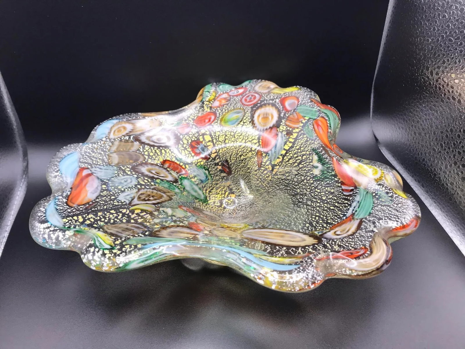 Mid 20th Century Vintage Murano Free Form Millefiori Glass Bowl - 3