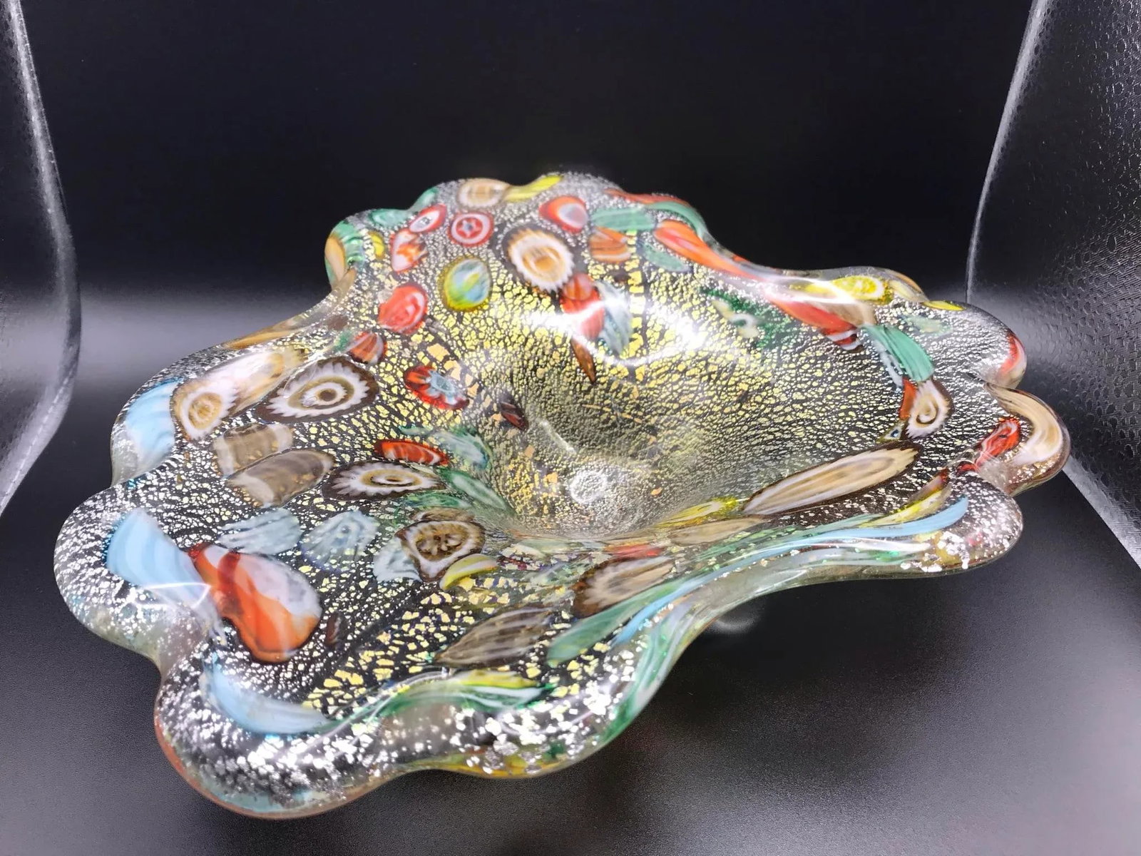 Mid 20th Century Vintage Murano Free Form Millefiori Glass Bowl - 4