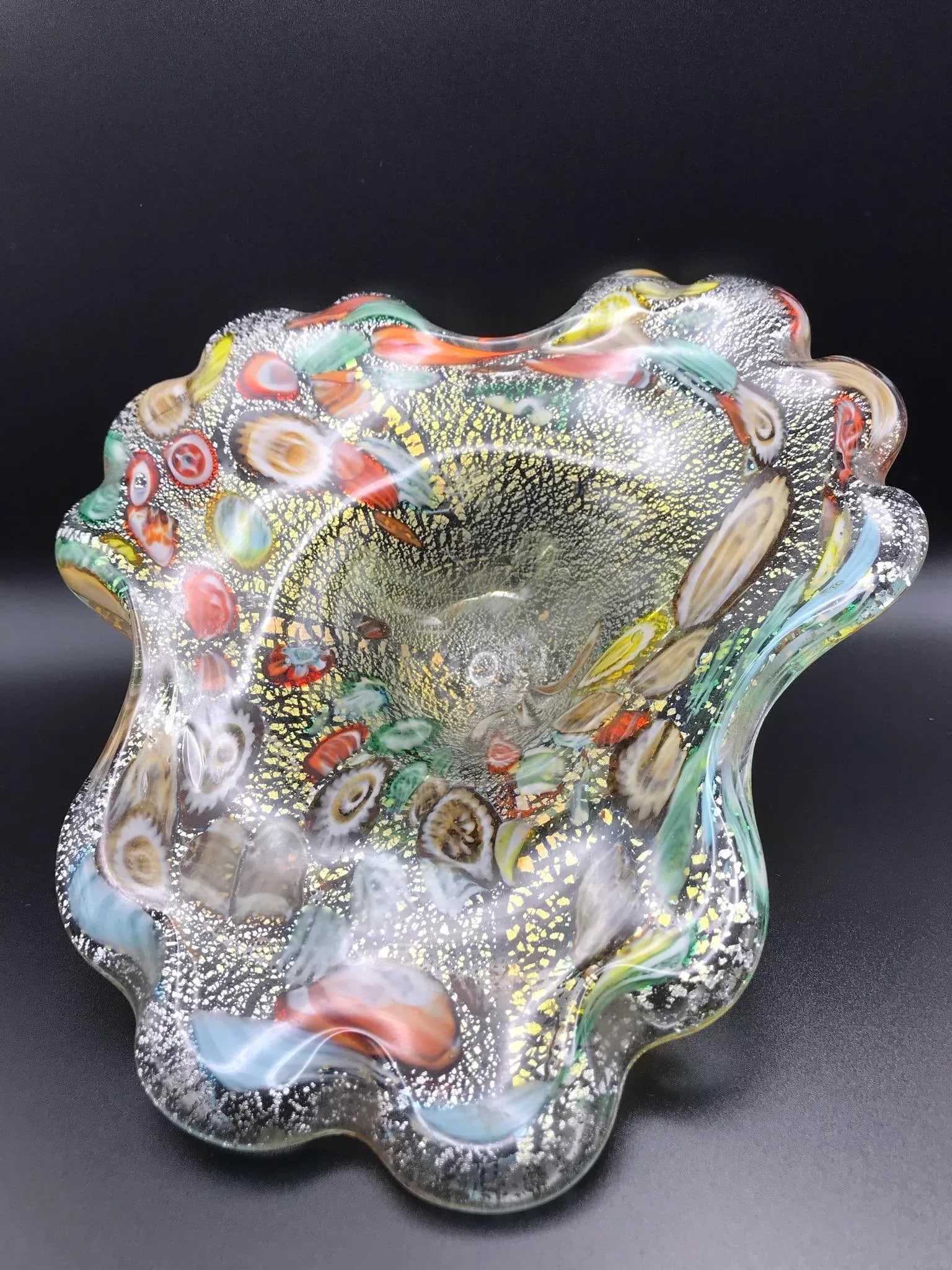 Mid 20th Century Vintage Murano Free Form Millefiori Glass Bowl - 5