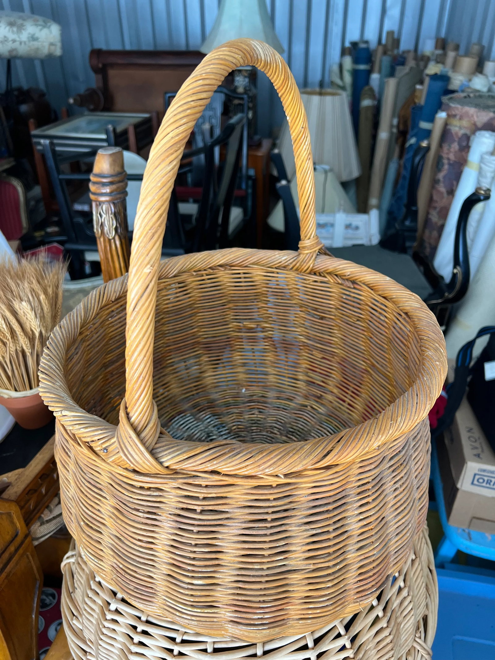 1970s Large Gourd Basket With Handle - 11