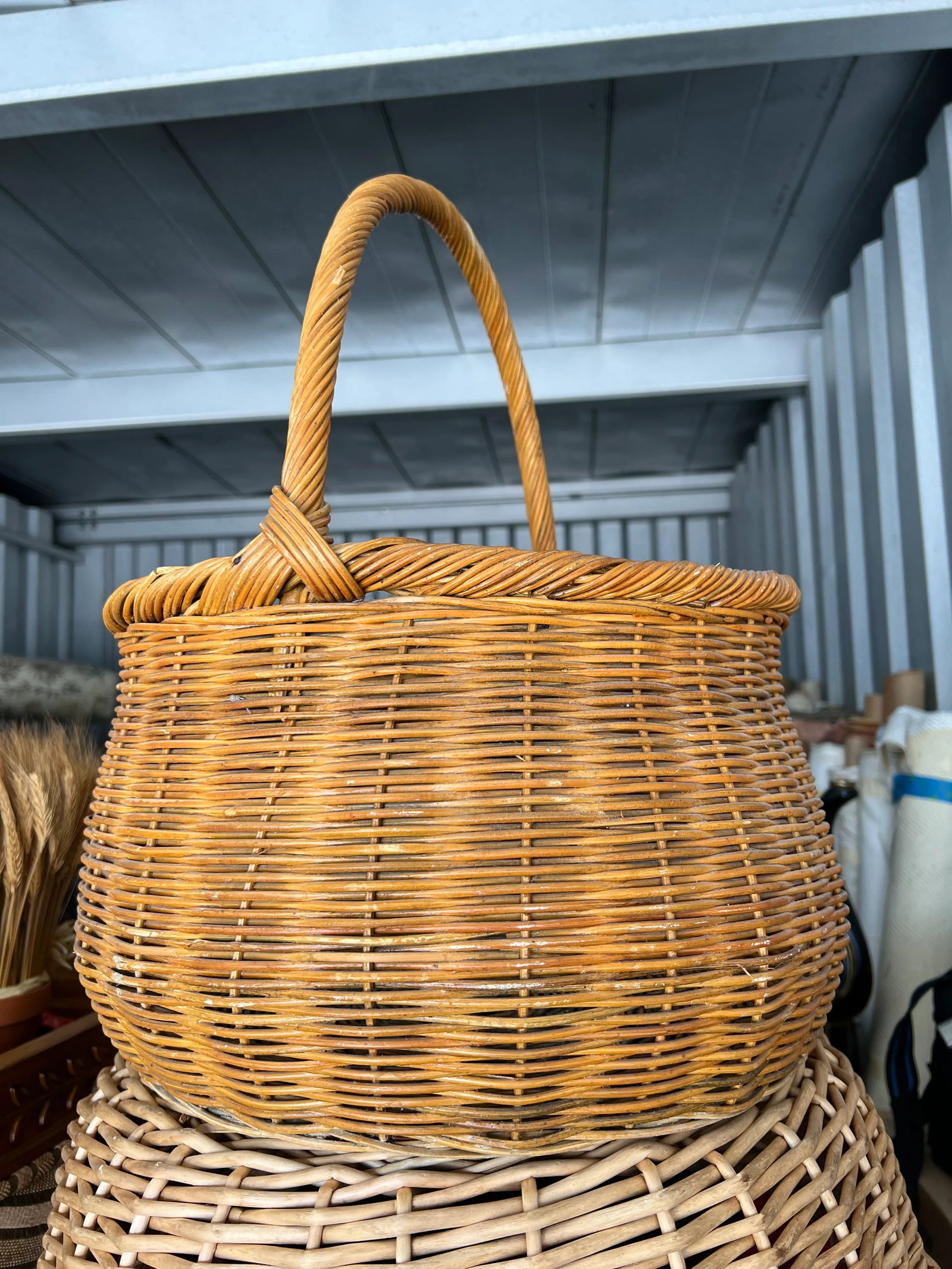 1970s Large Gourd Basket With Handle - 2