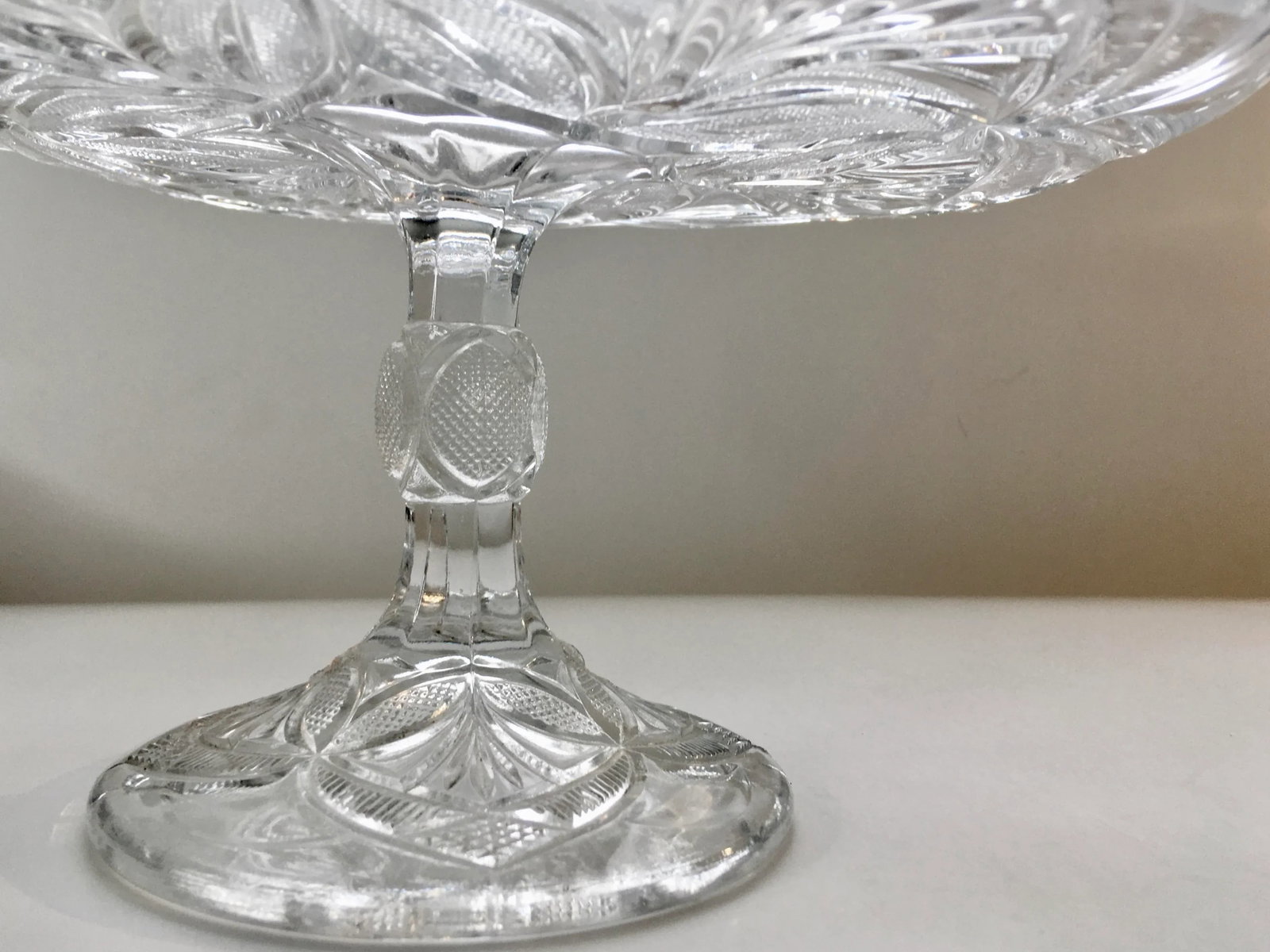 Early 20th Century Geometric Pressed Glass Cake Stand - 11