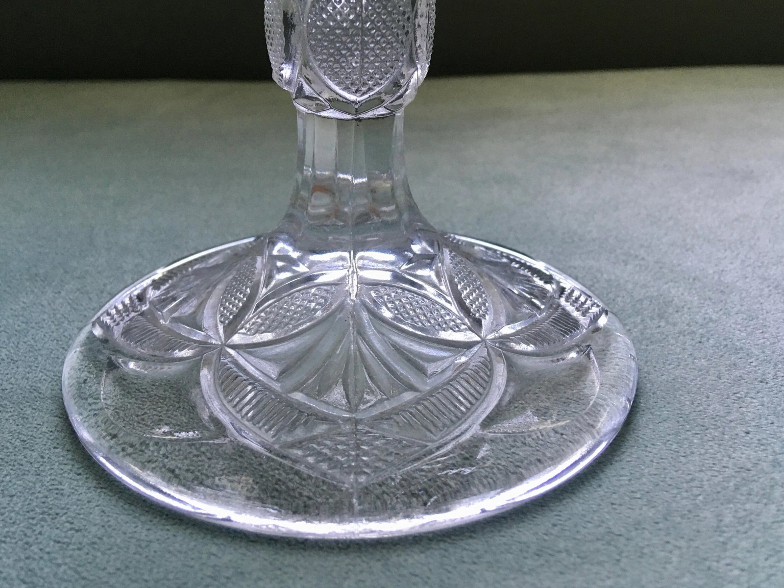 Early 20th Century Geometric Pressed Glass Cake Stand - 12