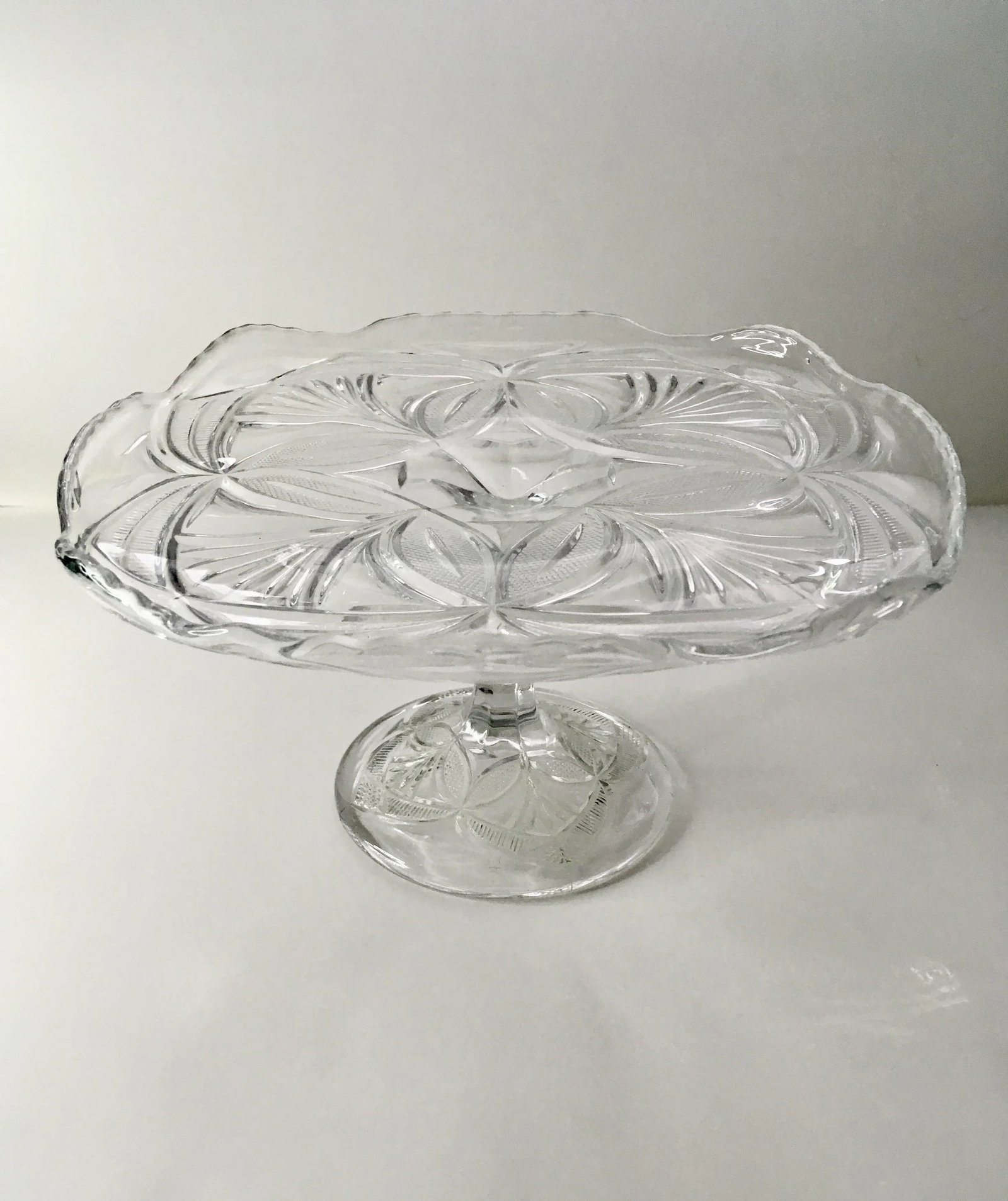 Early 20th Century Geometric Pressed Glass Cake Stand - 2