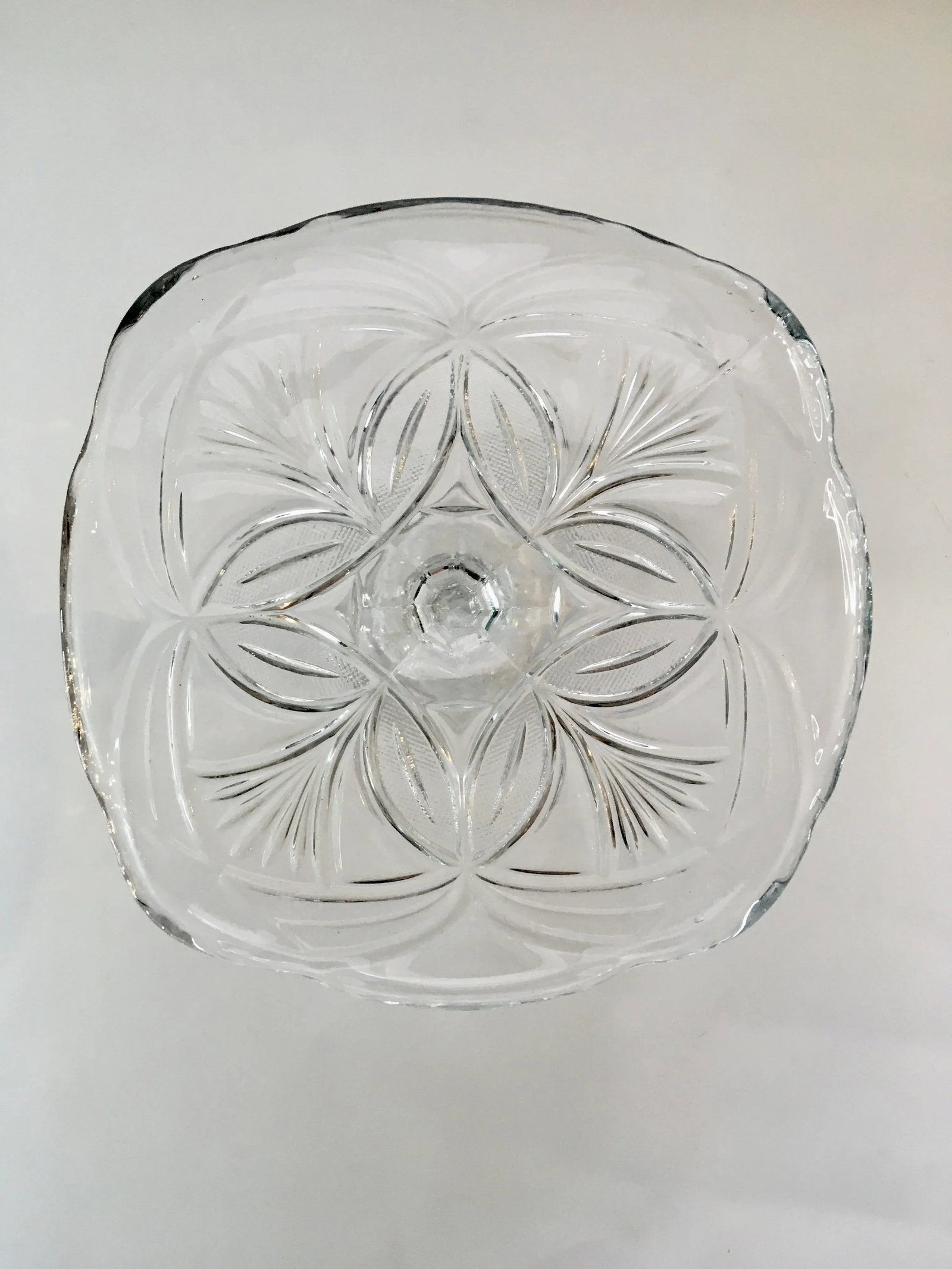 Early 20th Century Geometric Pressed Glass Cake Stand - 4