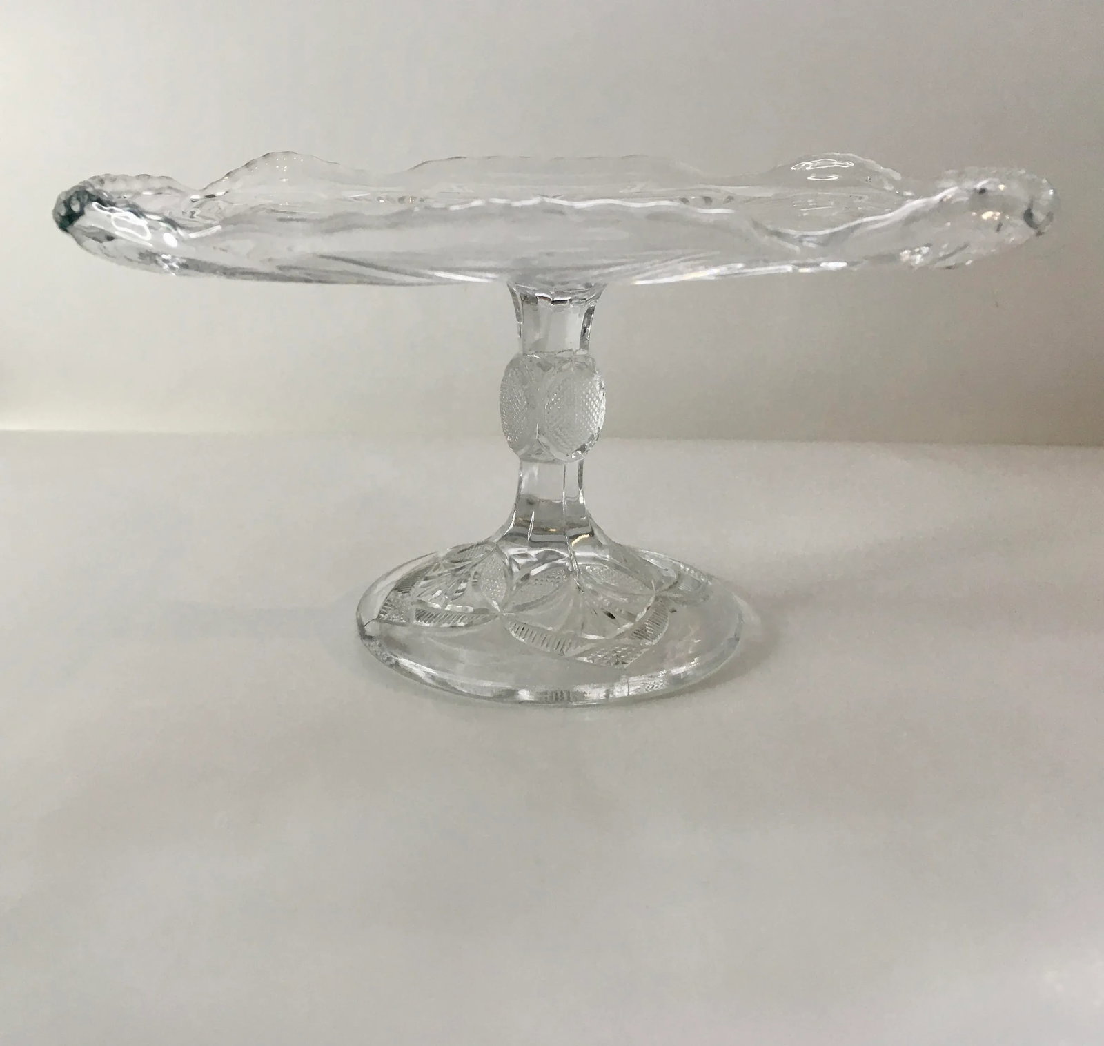 Early 20th Century Geometric Pressed Glass Cake Stand - 6