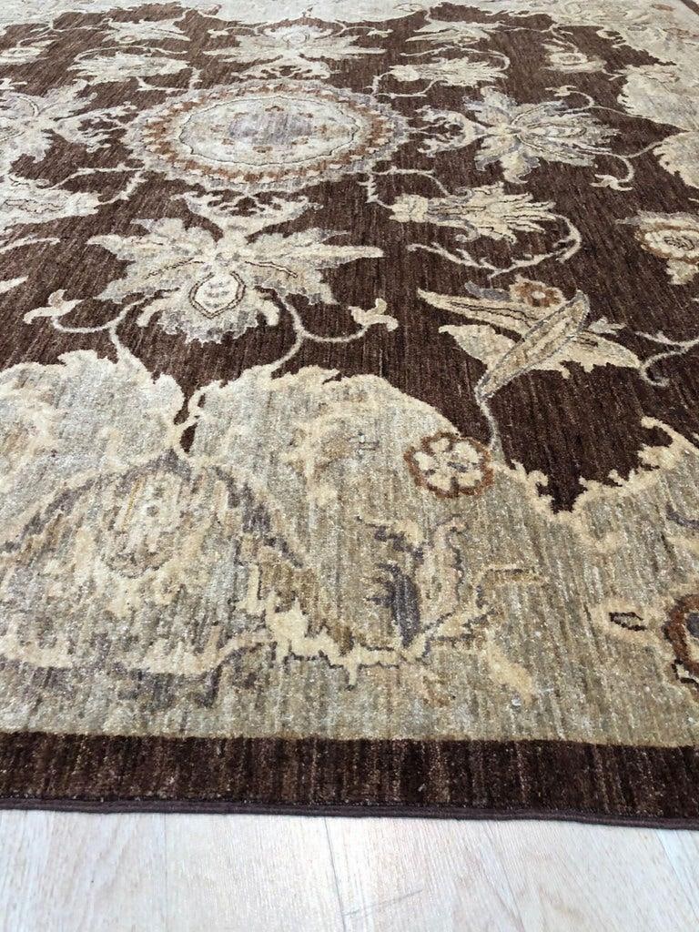 6x9 Brown Hand-Knotted Wool Floral Mandala Classic Traditional Modern Carpet Rug - 2