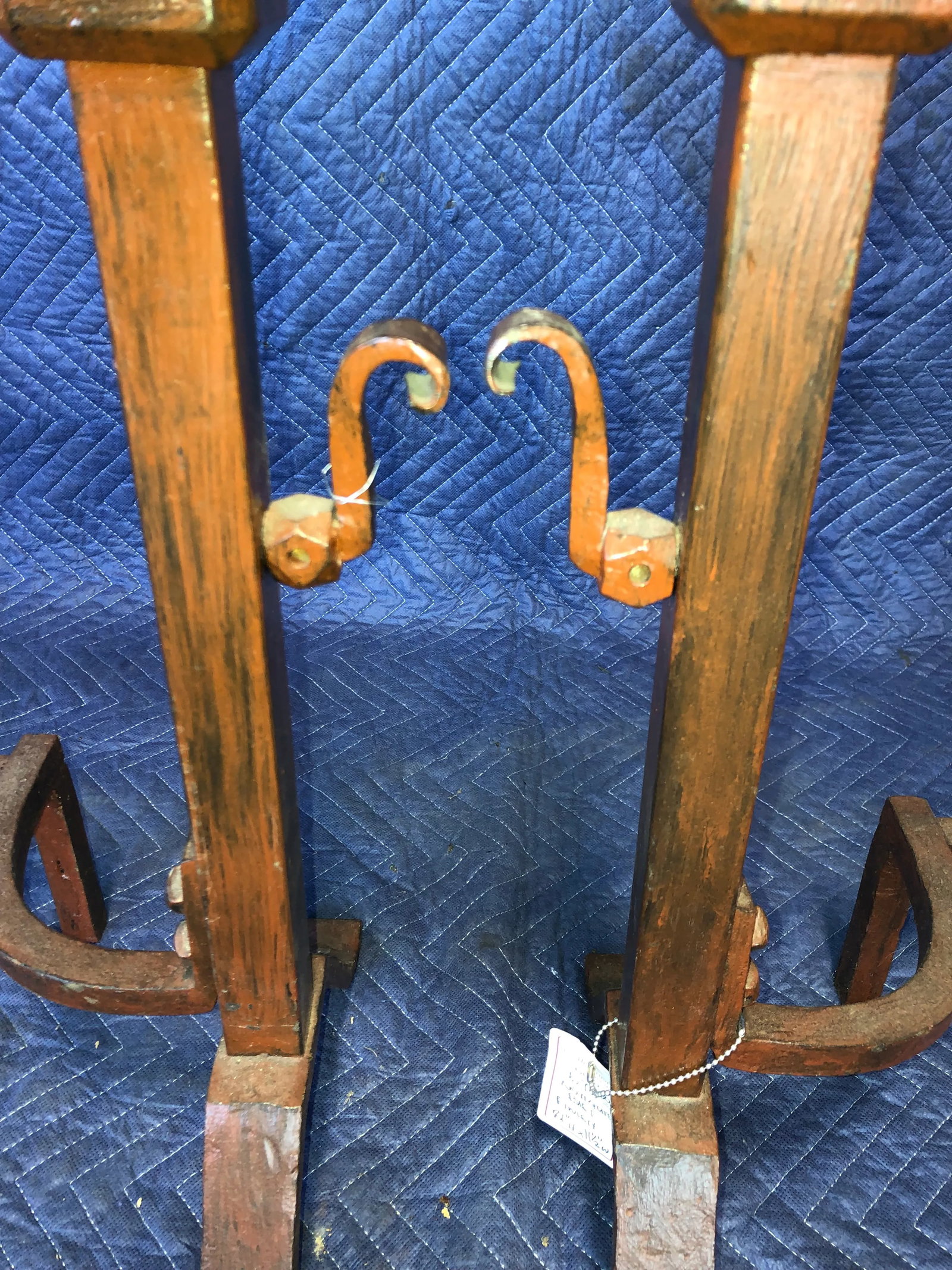 Antique Arts & Crafts Fireplace Andirons - a Pair - 2