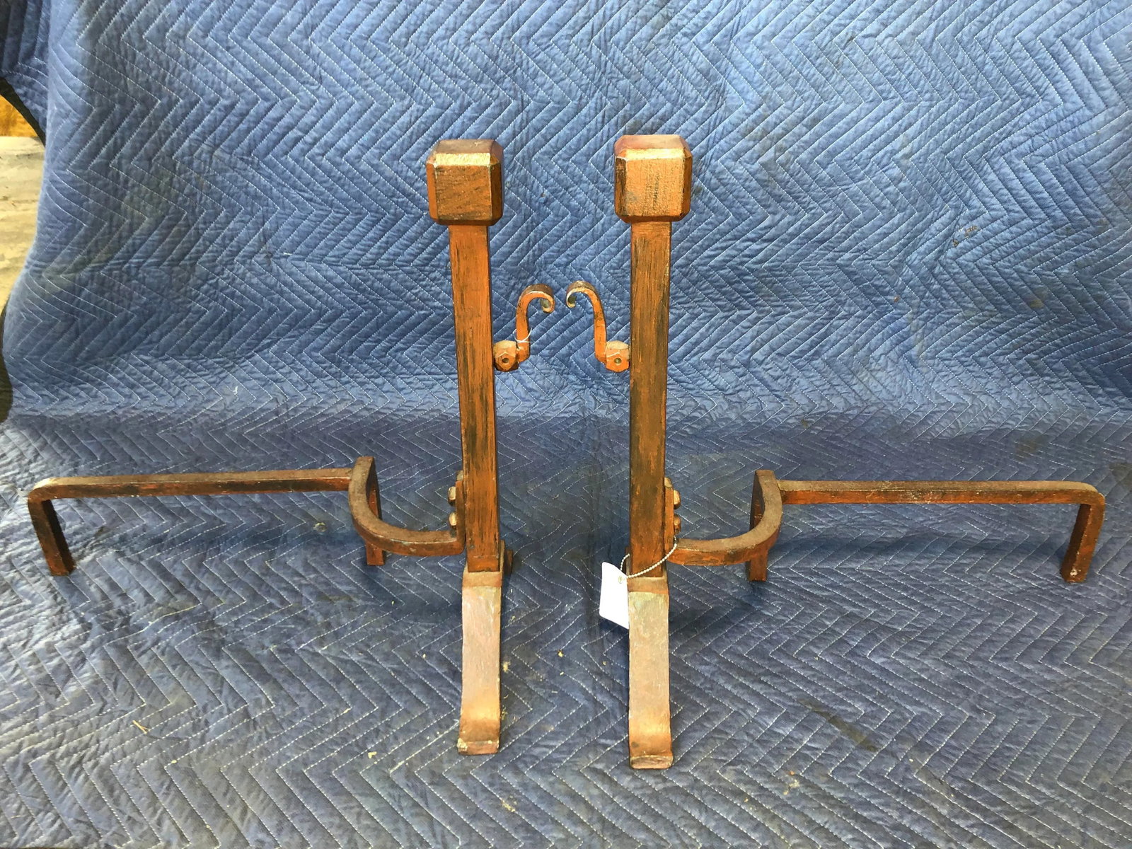Antique Arts & Crafts Fireplace Andirons - a Pair - 4