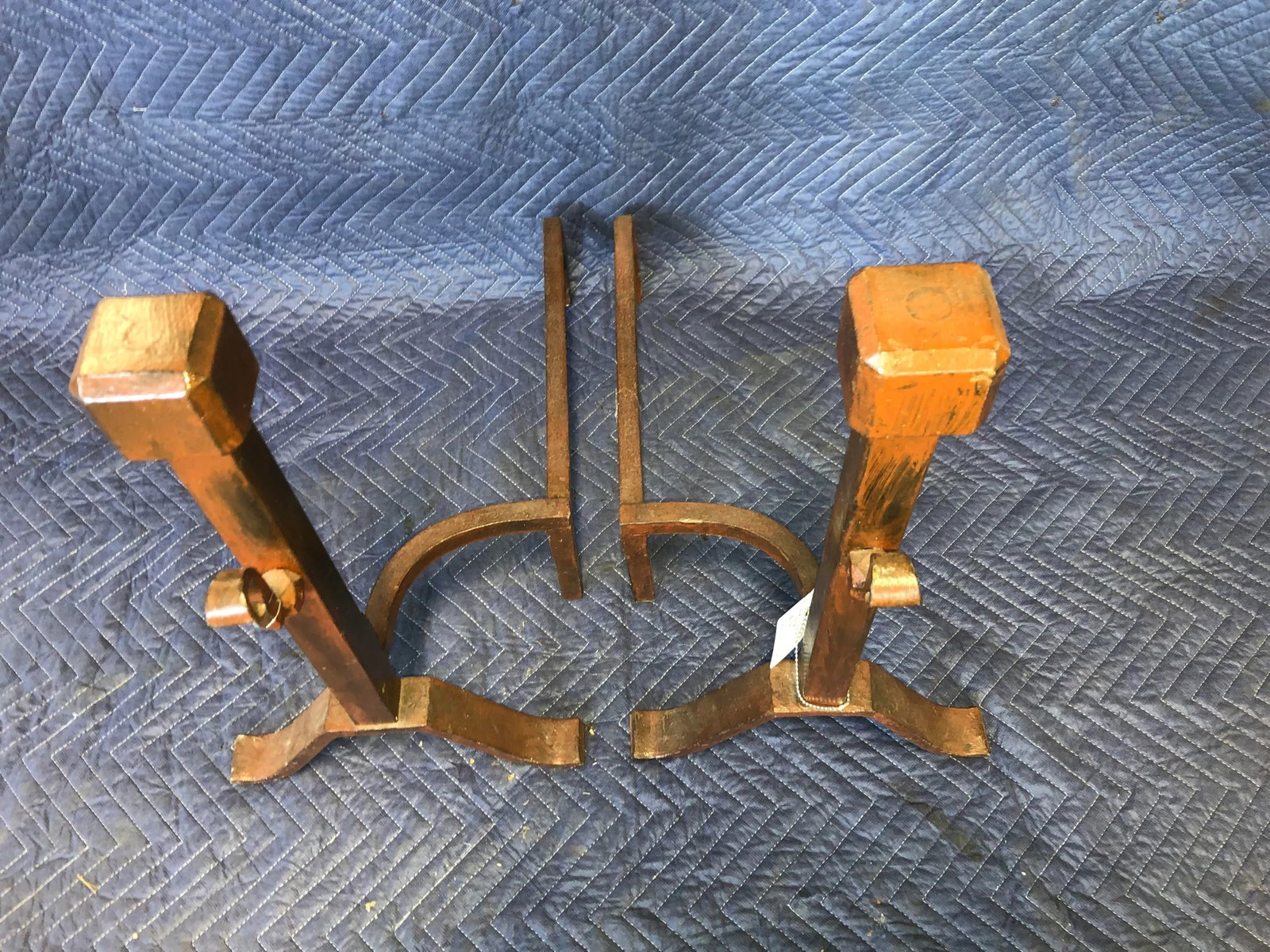 Antique Arts & Crafts Fireplace Andirons - a Pair - 5