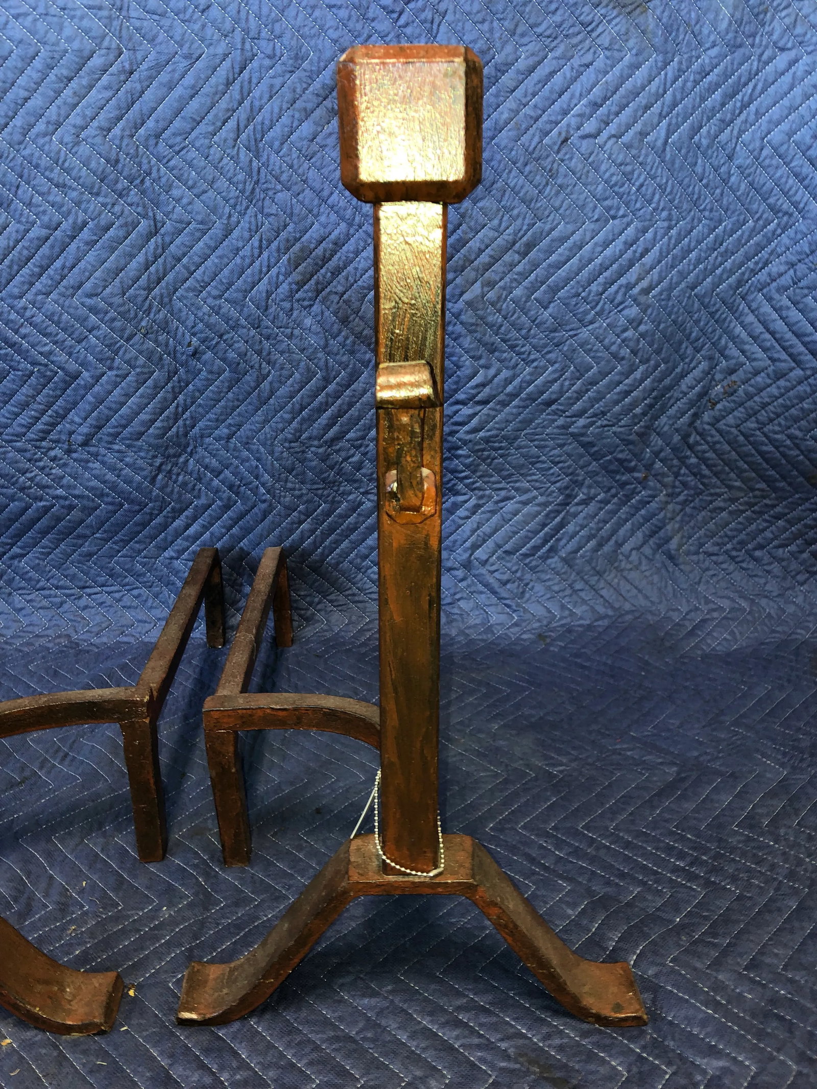 Antique Arts & Crafts Fireplace Andirons - a Pair - 6