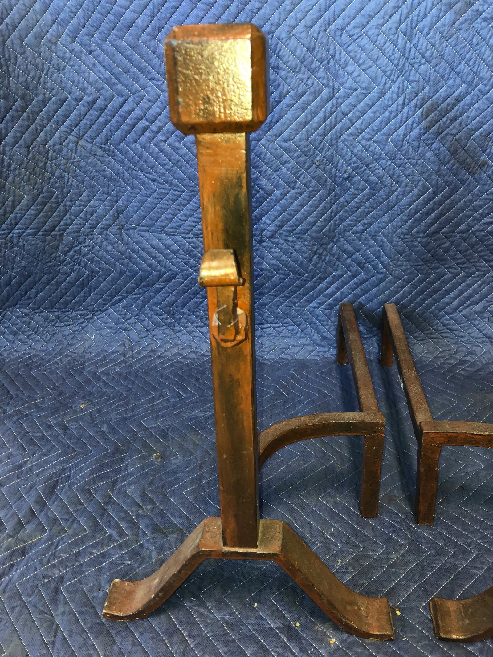 Antique Arts & Crafts Fireplace Andirons - a Pair - 7