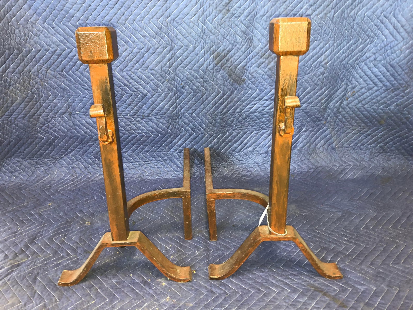 Antique Arts & Crafts Fireplace Andirons - a Pair - 8