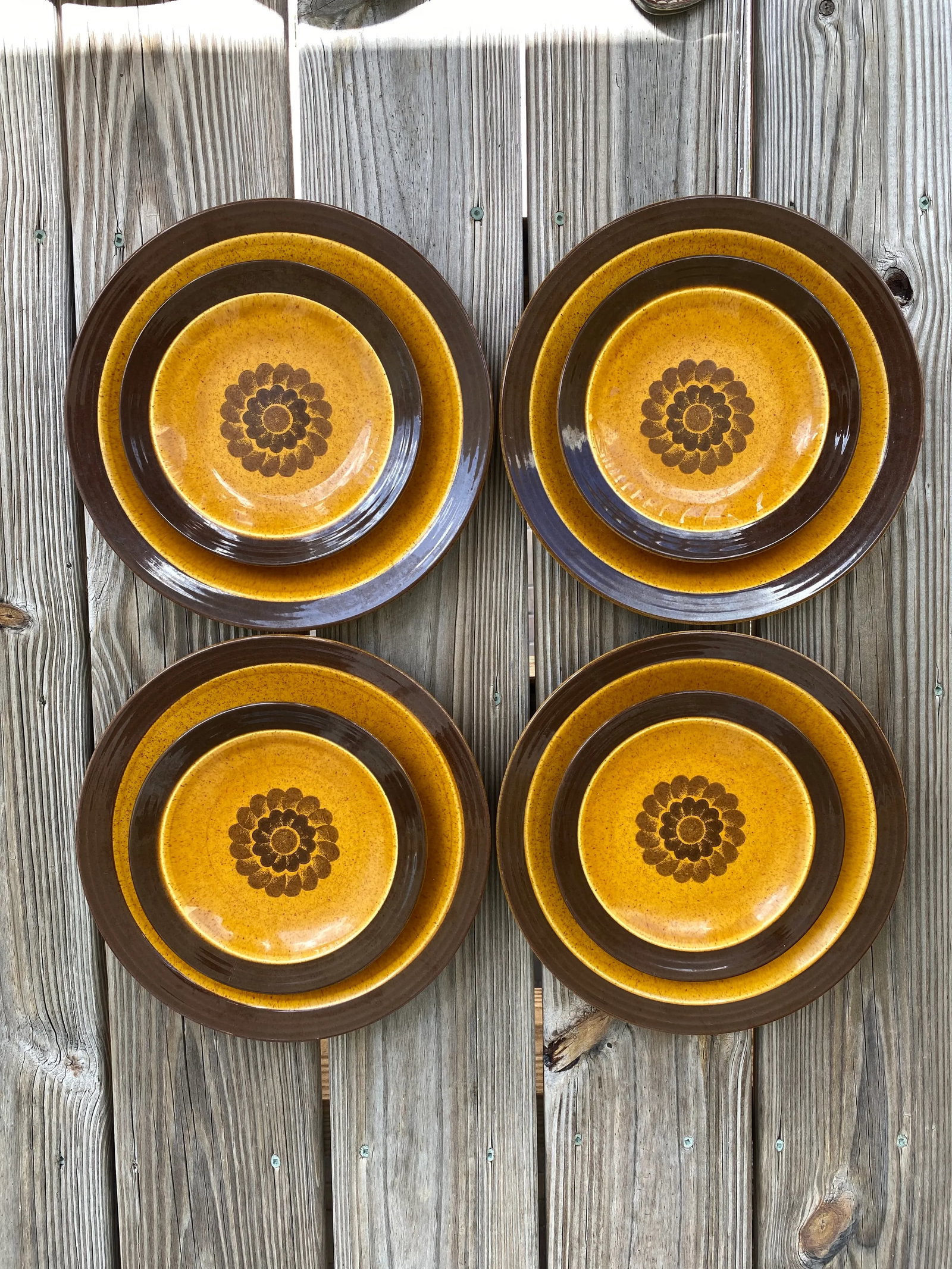 1970s Homer Laughlin, Apollo, Stoneware, Dinner Plates and Salad Plates Set- 8 Pieces - 8