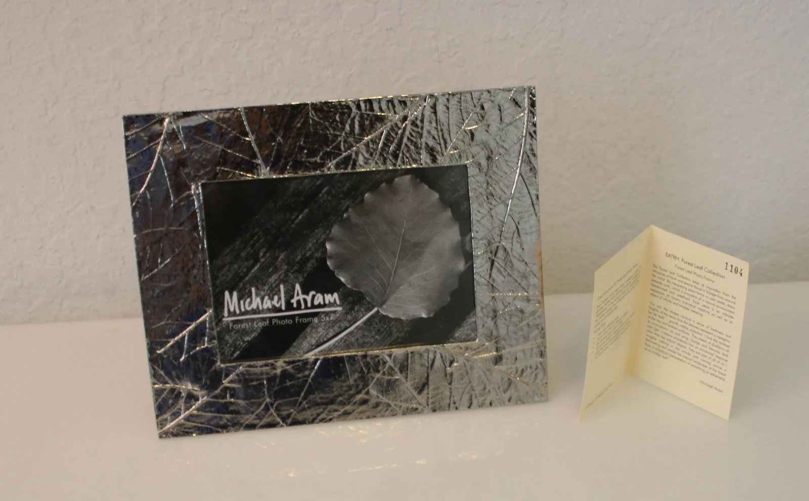 Vintage Michael Aram Handcrafted Forest Leaf Collection 5 X 7 Nickel Photo Frame - 2