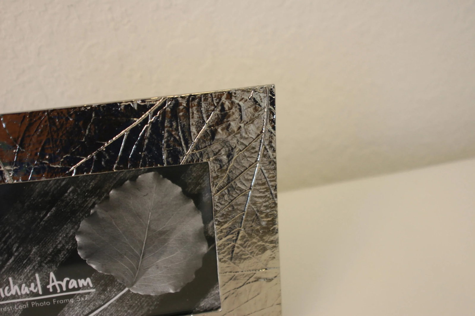 Vintage Michael Aram Handcrafted Forest Leaf Collection 5 X 7 Nickel Photo Frame - 7
