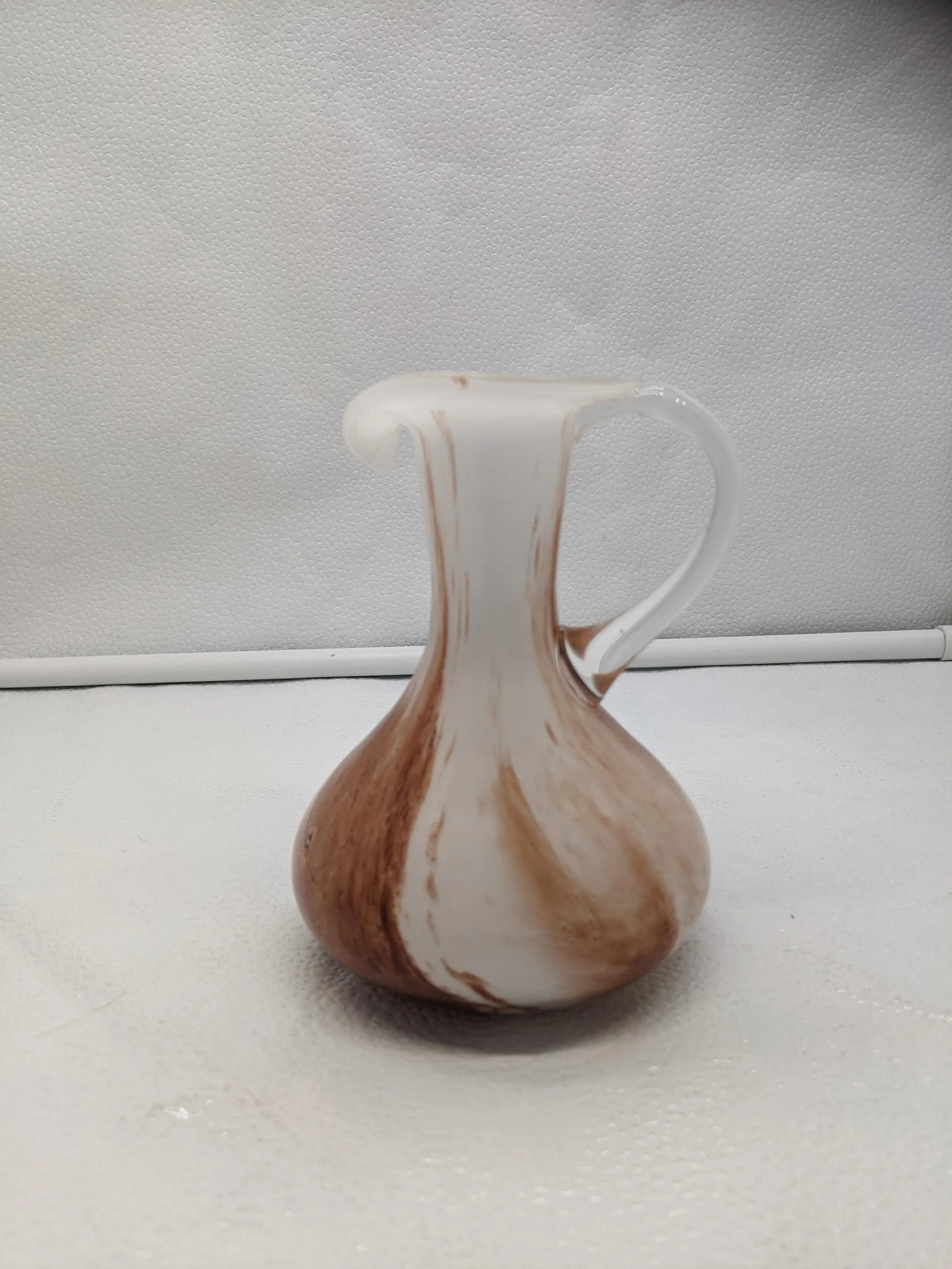 Vintage Brown & White Swirl Murano Art Glass Mini Pitcher - 5