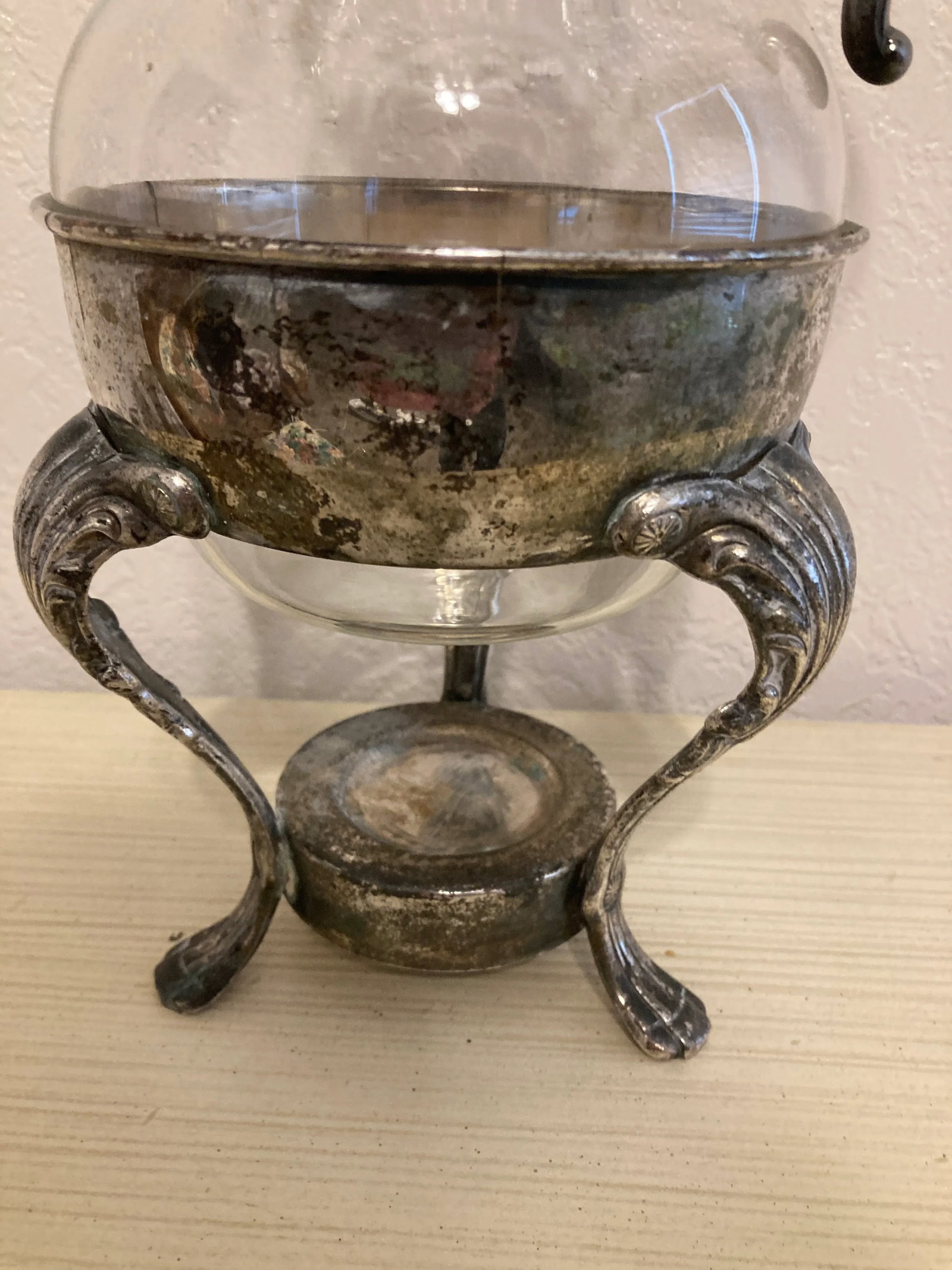 Vintage Glass Coffee Pot in Silver-Plate Holder - 2