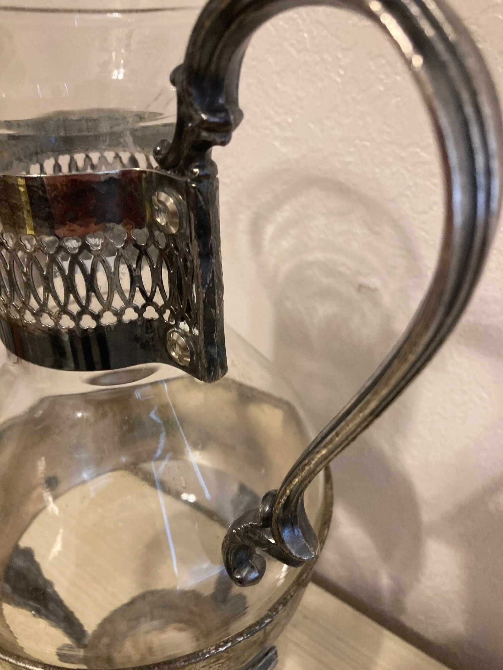 Vintage Glass Coffee Pot in Silver-Plate Holder - 4