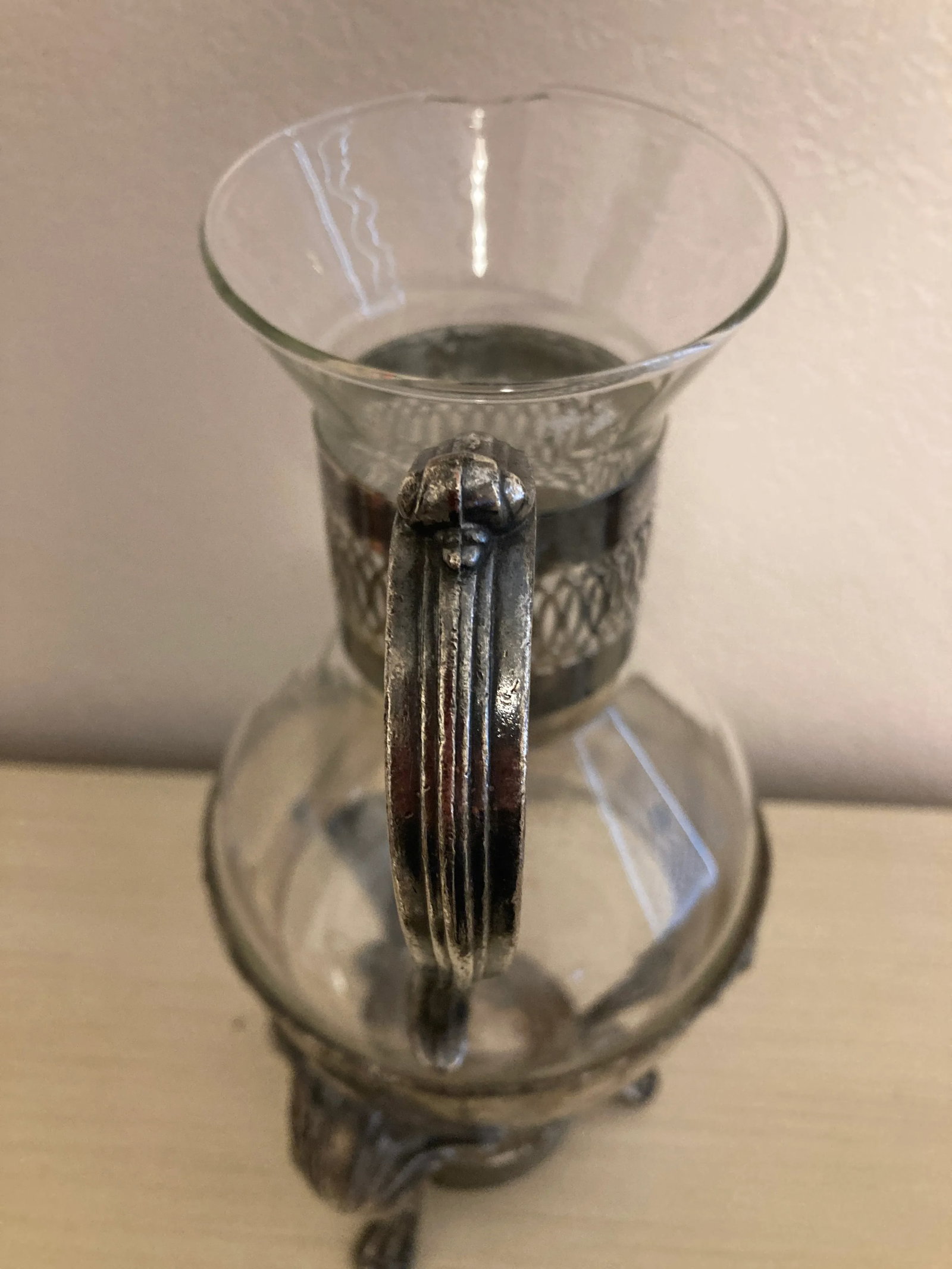 Vintage Glass Coffee Pot in Silver-Plate Holder - 5
