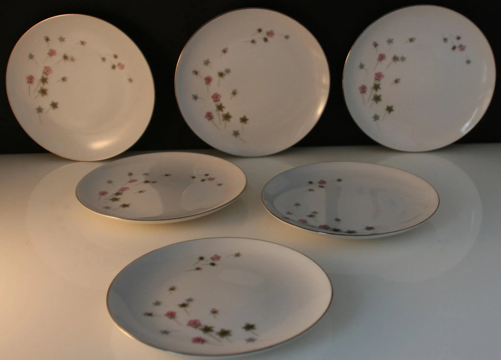 Mid Century Summit China Japan Floral Pink Lily Luncheon Dessert Set -18 Pieces - 7