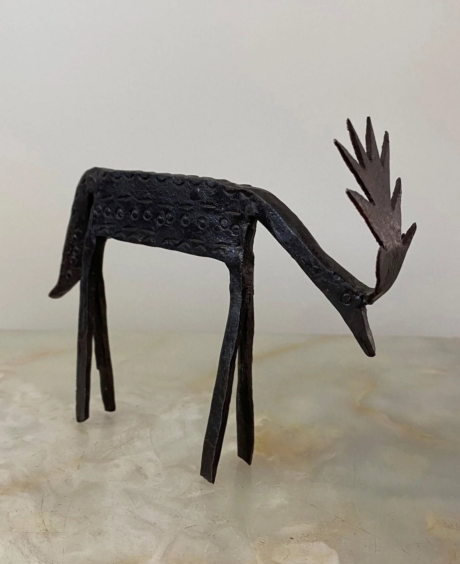 Vintage Late 20th Century Primitive Metal Elk - 2