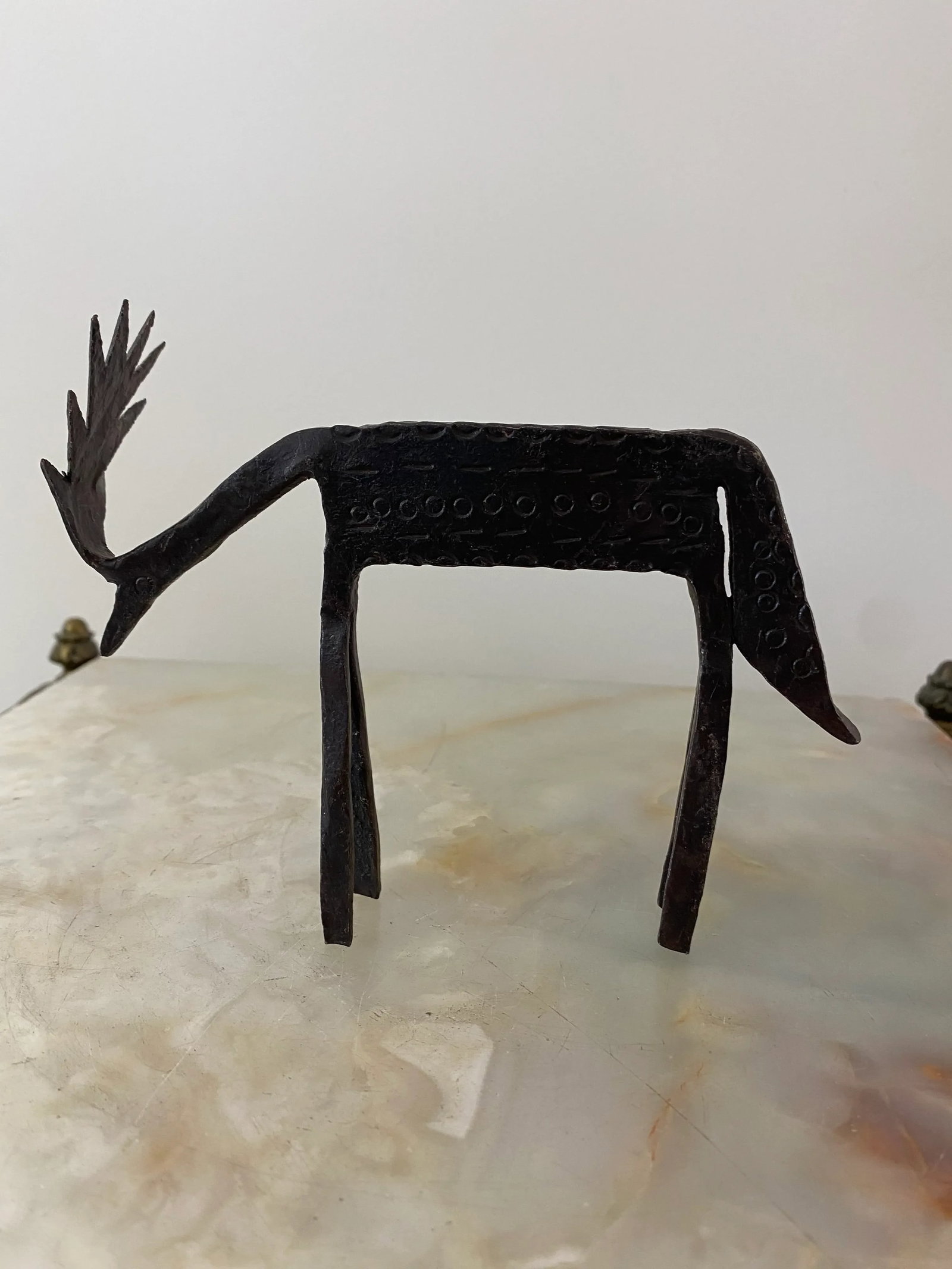 Vintage Late 20th Century Primitive Metal Elk - 4