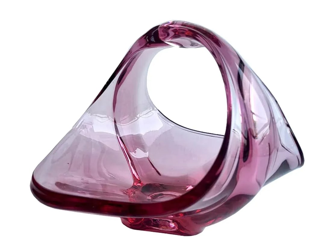 Mid 20th Century Viking Glass Epic Amethyst Console Basket, Low Vase - 11