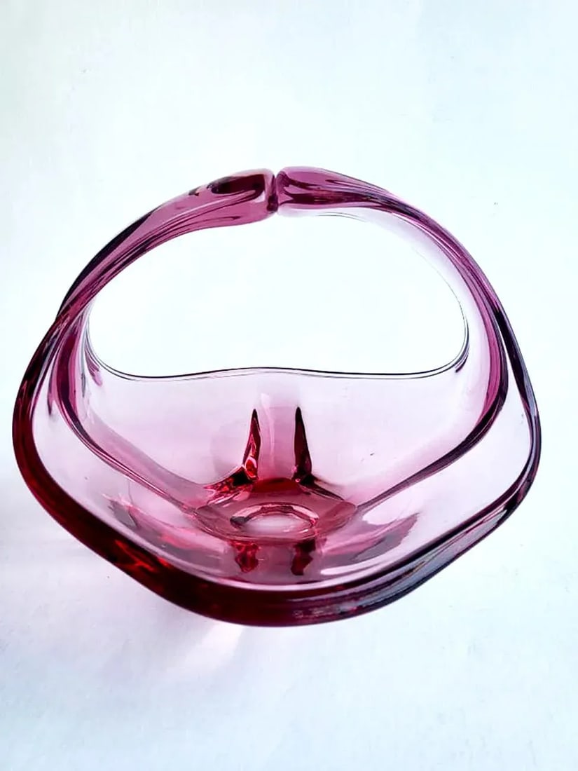 Mid 20th Century Viking Glass Epic Amethyst Console Basket, Low Vase - 2