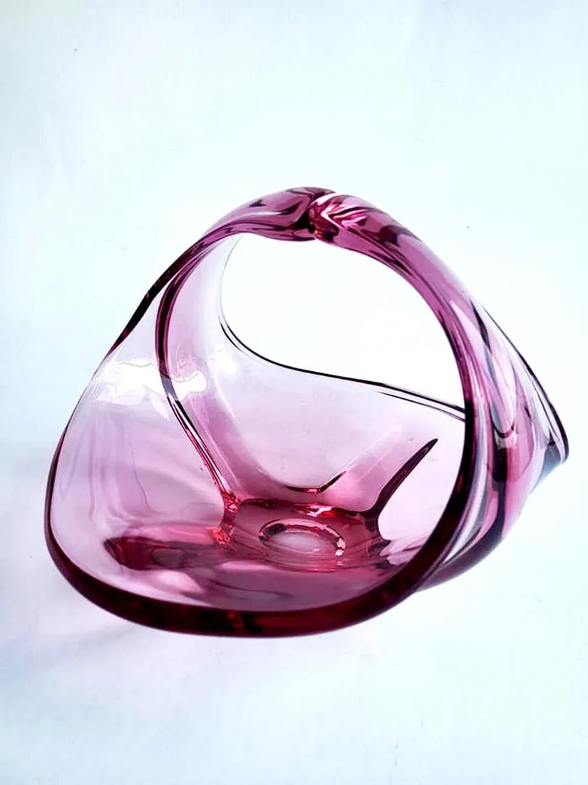 Mid 20th Century Viking Glass Epic Amethyst Console Basket, Low Vase - 4