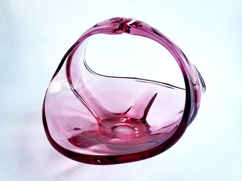 Mid 20th Century Viking Glass Epic Amethyst Console Basket, Low Vase - 6