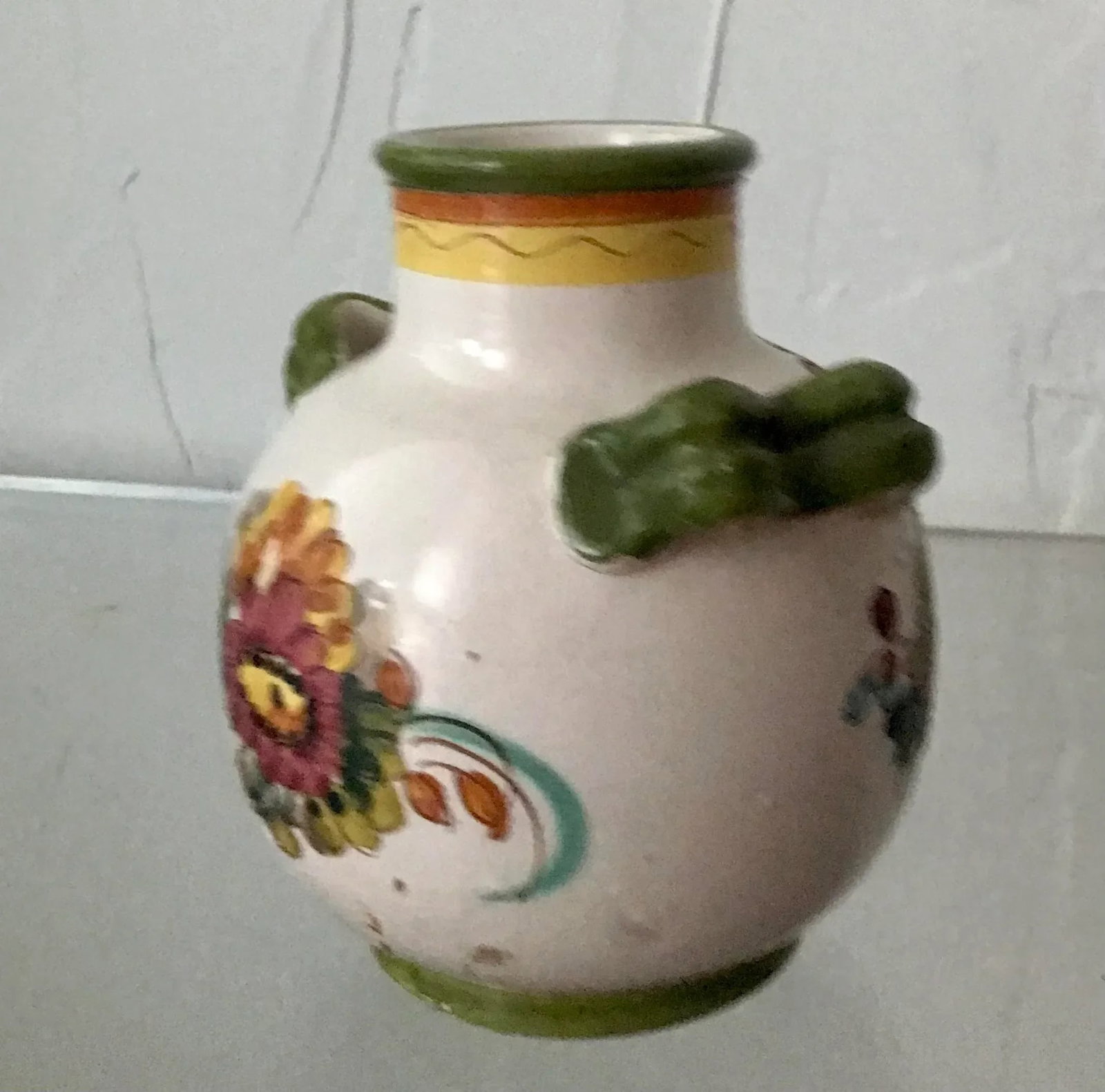 1950's Rustic Italian Hand Painted Floral Vase - 5
