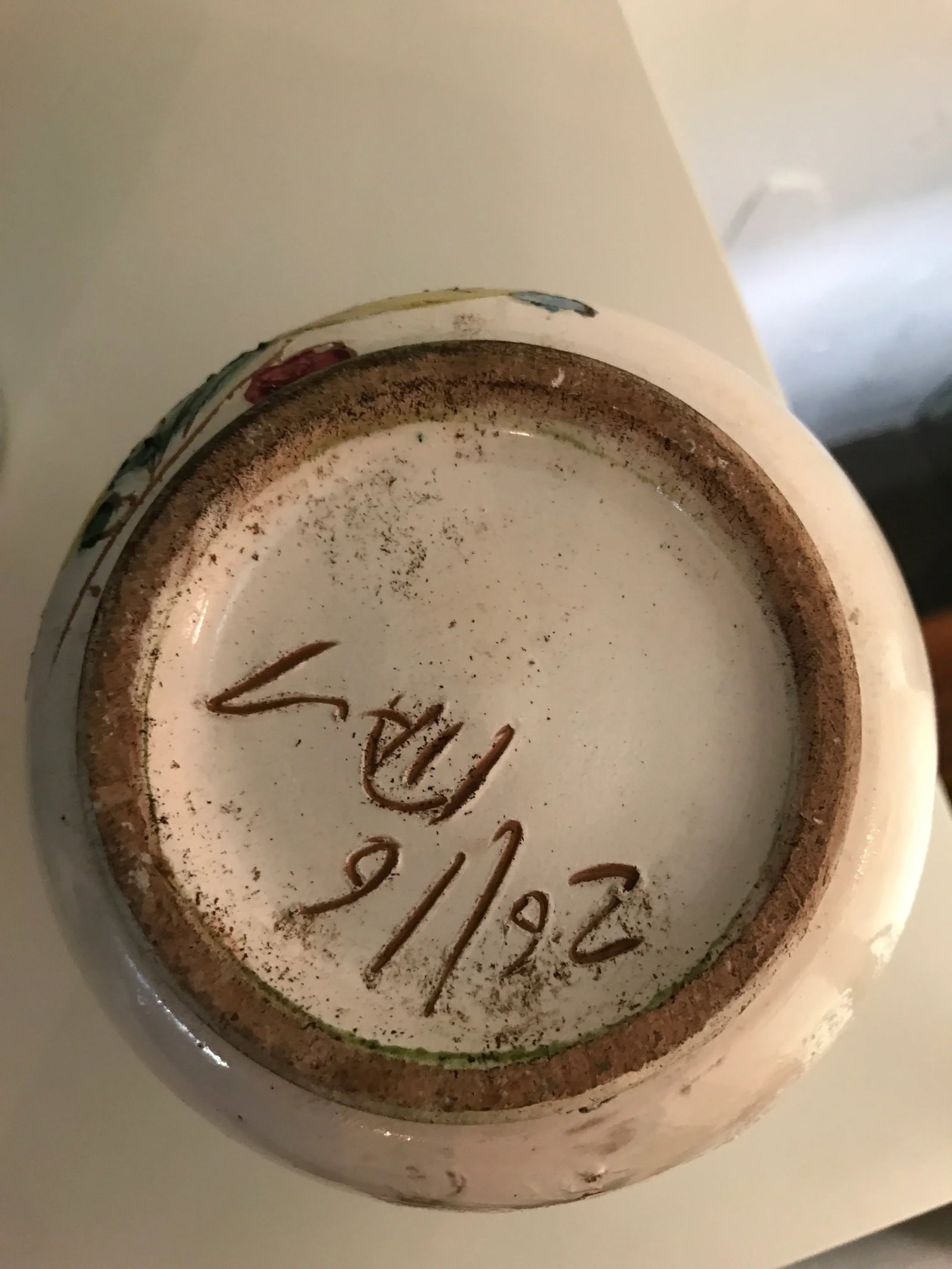 1950's Rustic Italian Hand Painted Floral Vase - 6