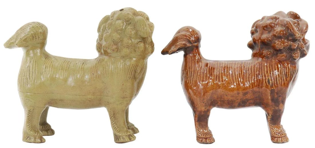 Pair of Vintage Chinese Ceramic Foo Lion Guardian Sculptures With Incense Holders - 3