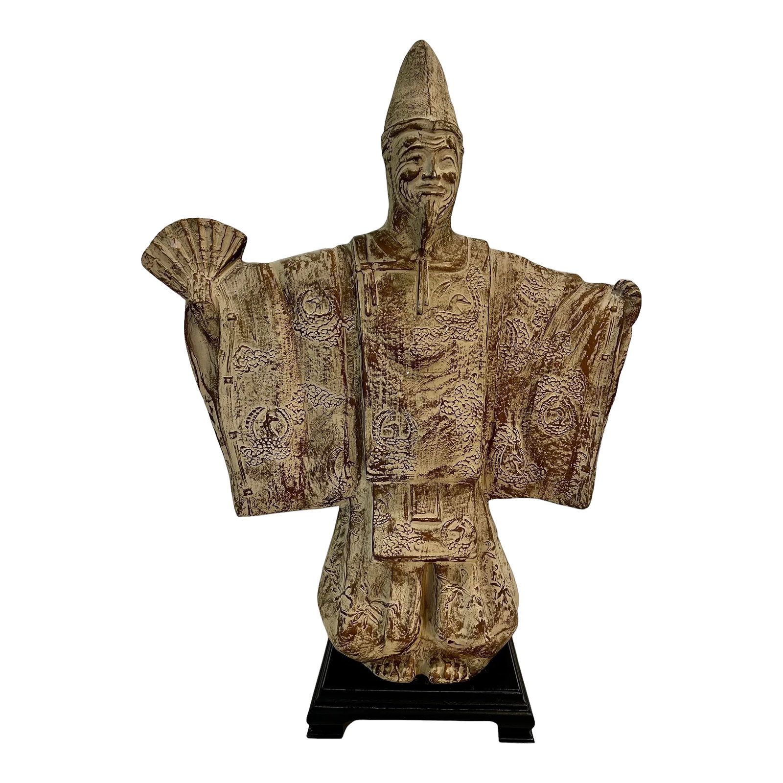 Large Japanese Samurai Sculpture by Austin Productions, "The Uesugi" 1981, 24" Tall: A large-scale sculptural work by Austin Productions titled "The Uesugi" and dated 1981, this Japanese-inspired figure commands the space with quiet authority. Its outstretched sleeves, elongated