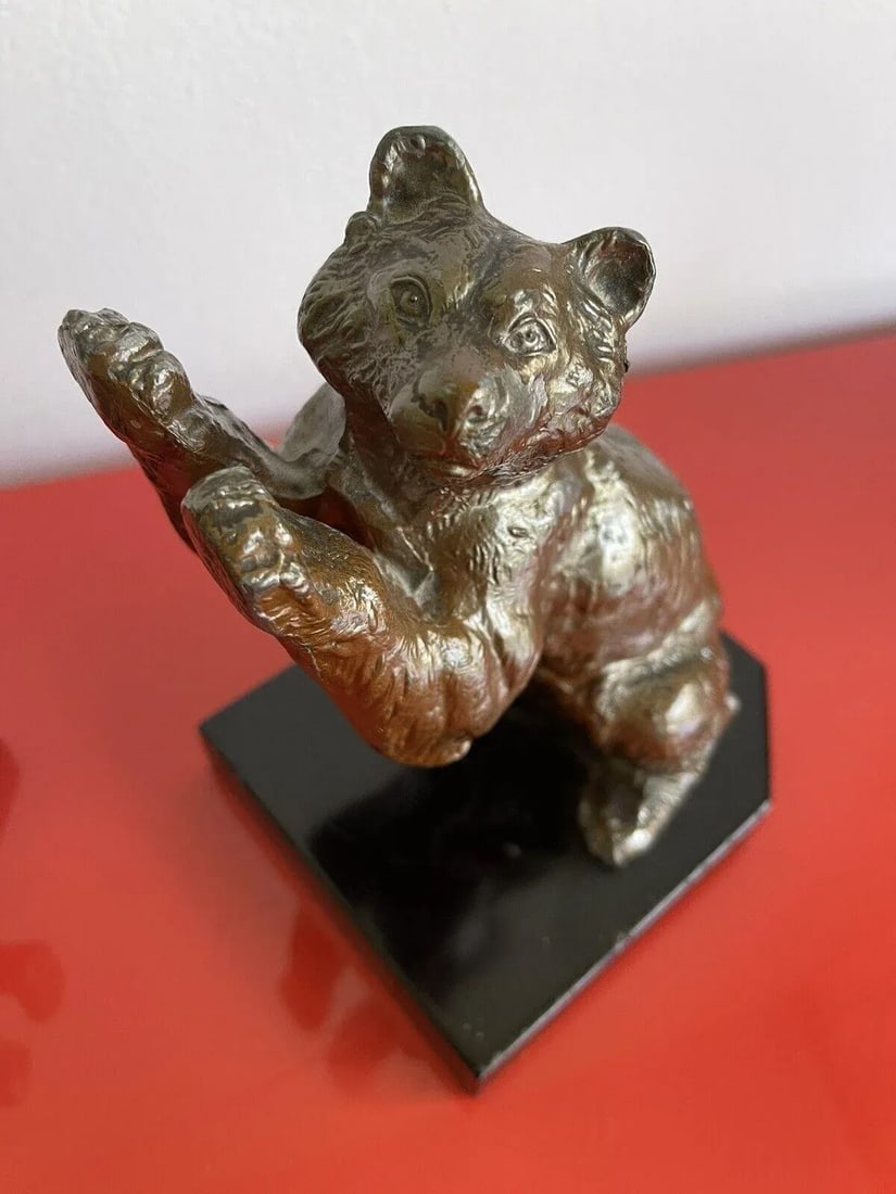 Vintage 1940s Art Deco Frolicking Bear Bookends in the Style of Louis Albert Carvin - a Pair - 7
