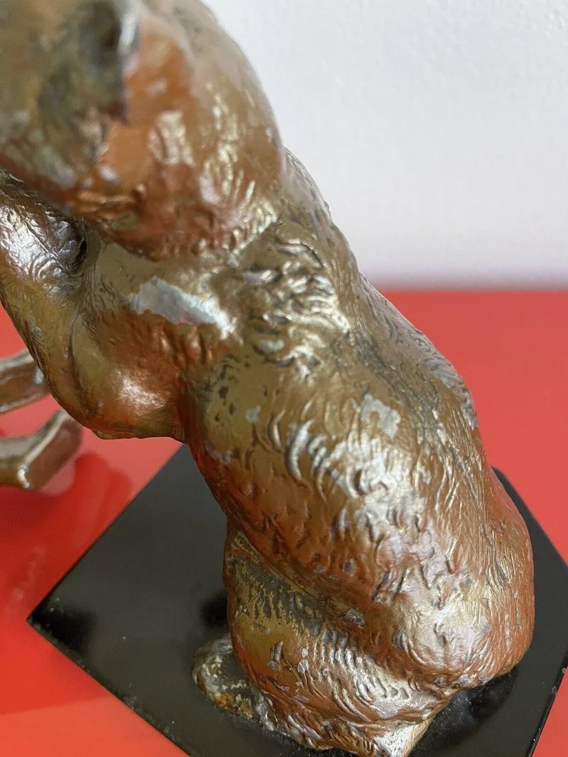Vintage 1940s Art Deco Frolicking Bear Bookends in the Style of Louis Albert Carvin - a Pair - 9