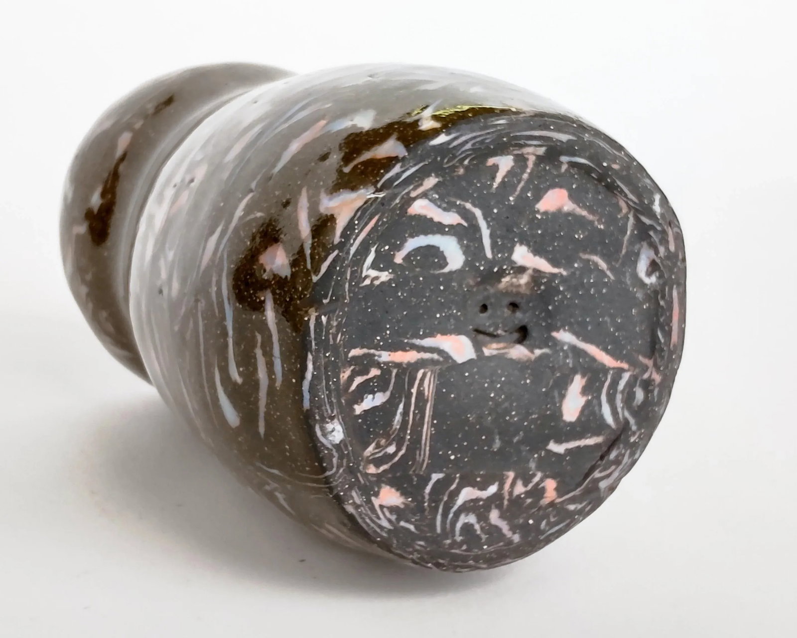 Nerikomi Sandy Brown With Rainbow Squiggles Ceramic Vase by Fizzy Ceramics - 3
