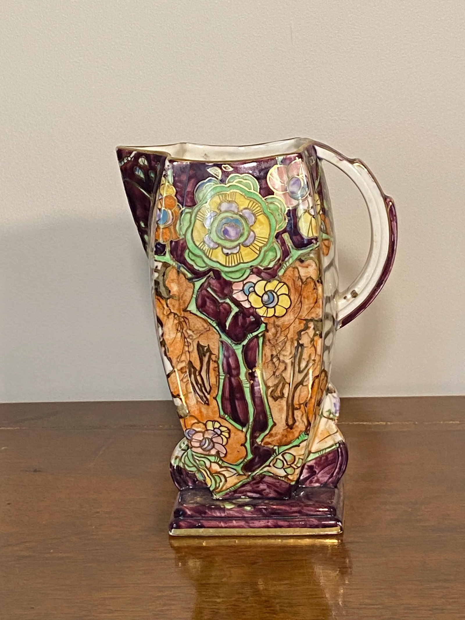 Colorful 1930s Hand Painted Pitcher By: Royal Wilton - 7