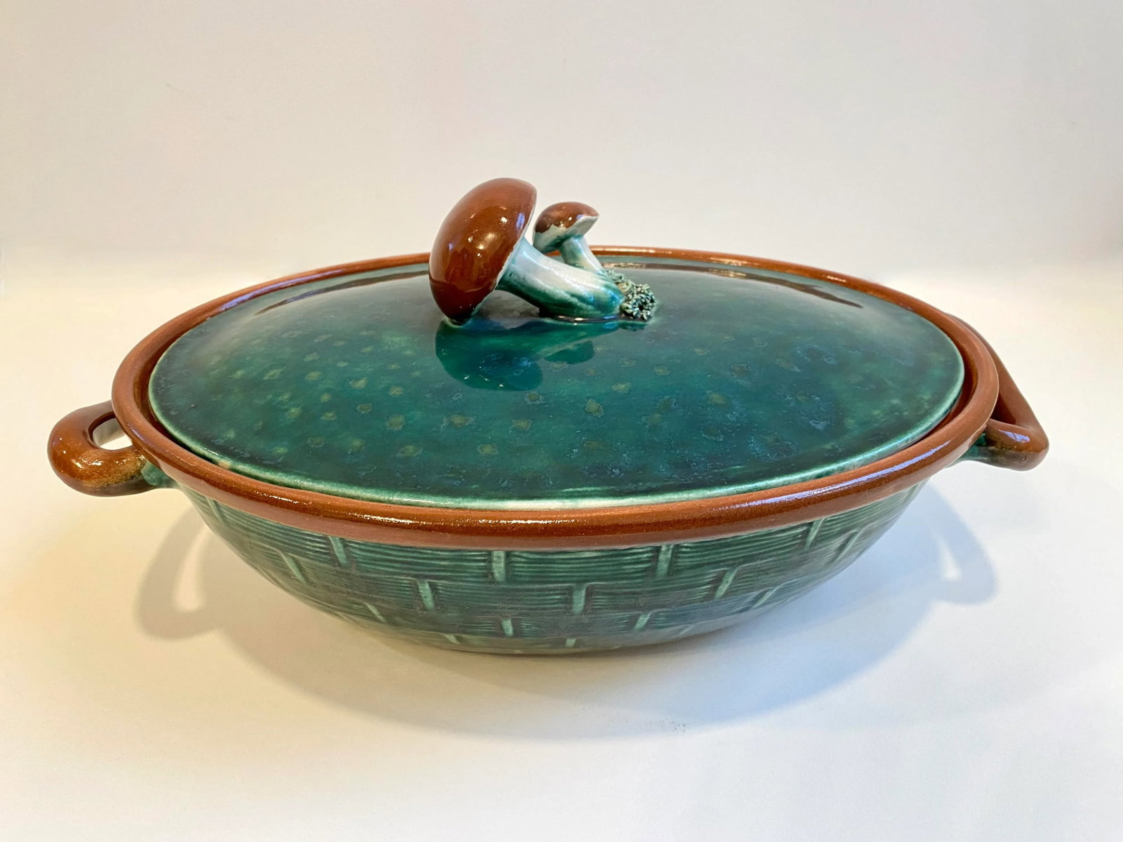 1930s Tellurite Belgium Decorative Basket Lidded Casserole - 13